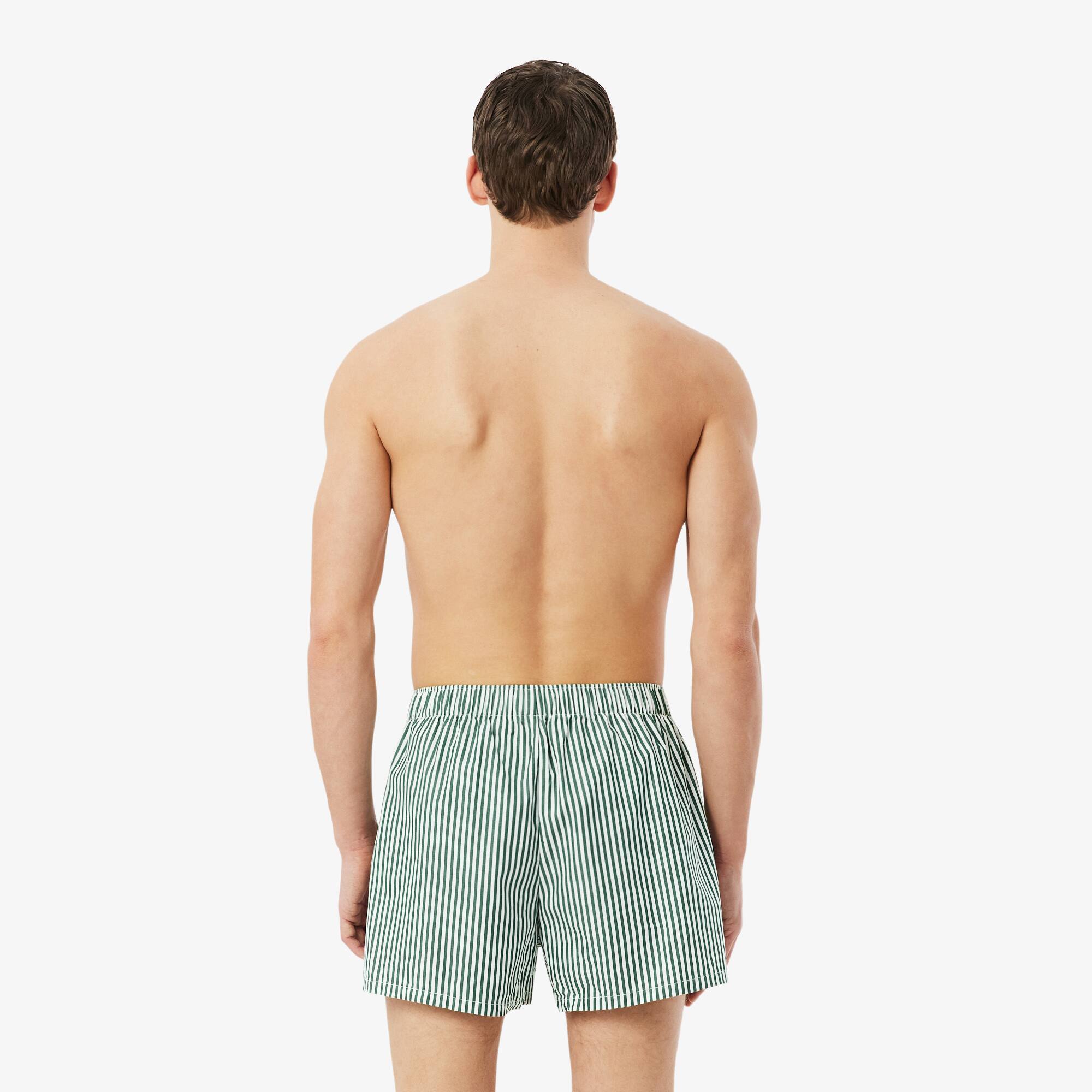 Thumbnail - Lacoste 2er-Pack Boxershorts aus Baumwollpopeline - Vert / Blanc / Vert Size S