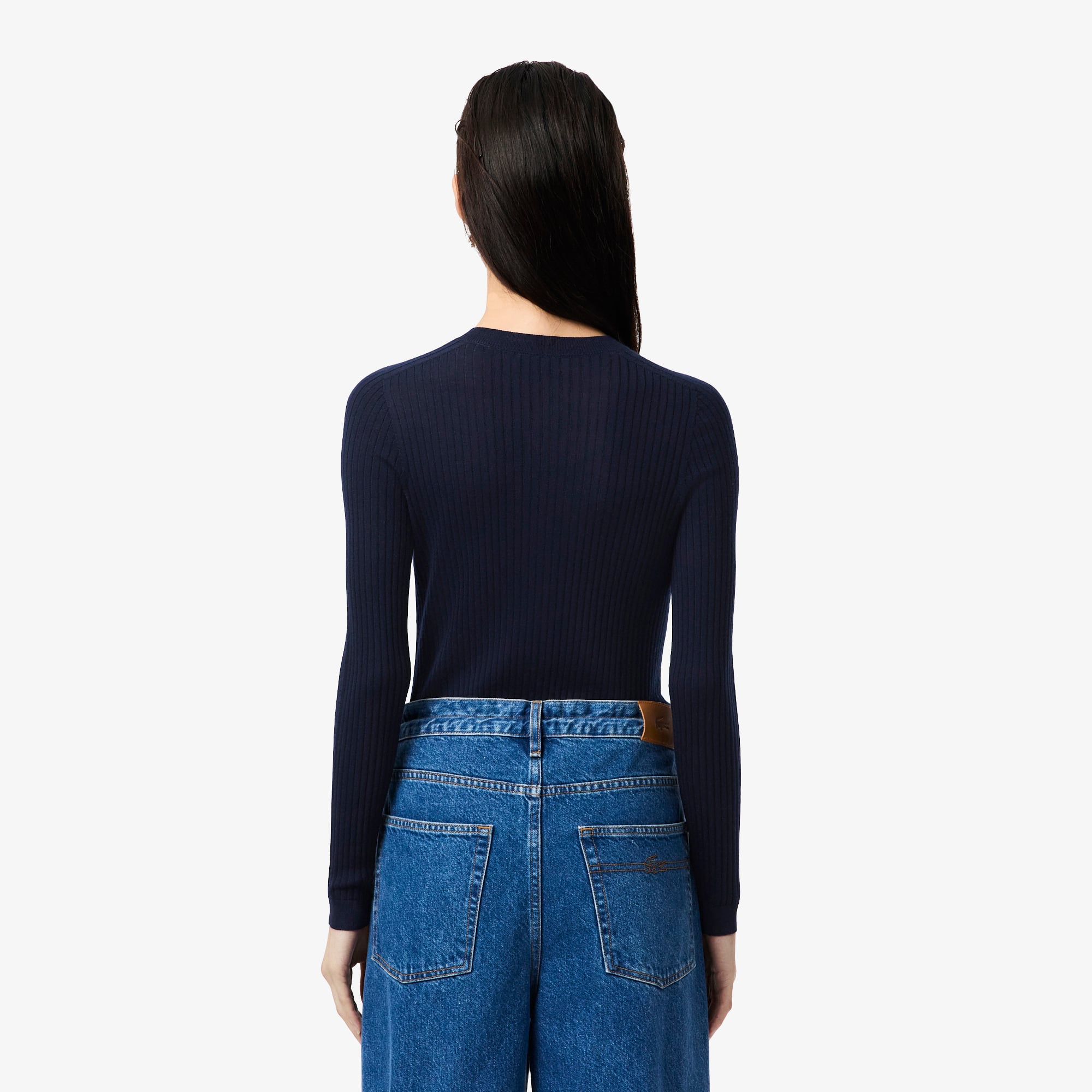 Thumbnail - Lacoste Rippstrick-Cardigan aus Merinowolle - Navy Blau Size 38