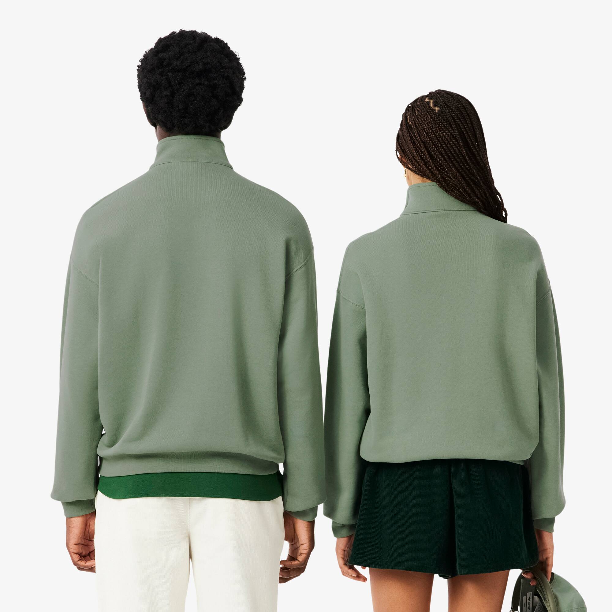 Thumbnail - Lacoste Sweatshirt aus schwerem Fleece mit Reißverschluss und hohem Kragen - Grün Size M
