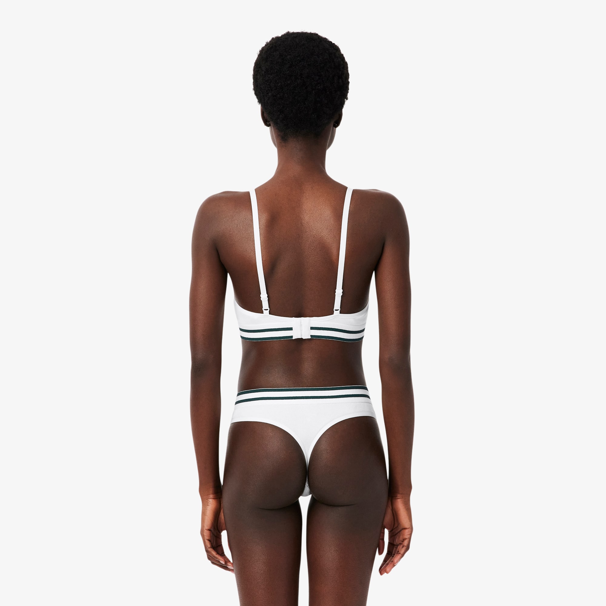 Thumbnail - Lacoste Triangle-Bralette aus Baumwoll-Rippstrick - Weiß Size XXS