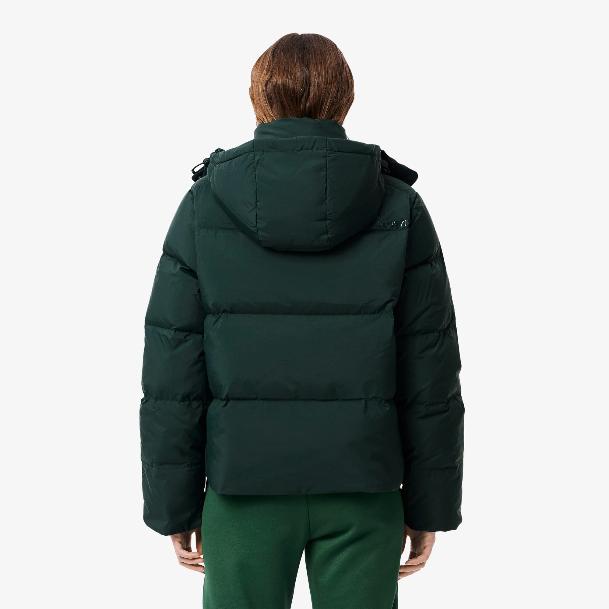 Thumbnail - Lacoste Relaxed Fit-Daunenjacken aus Wolle mit Kapuze - Sinople Grün Size 40