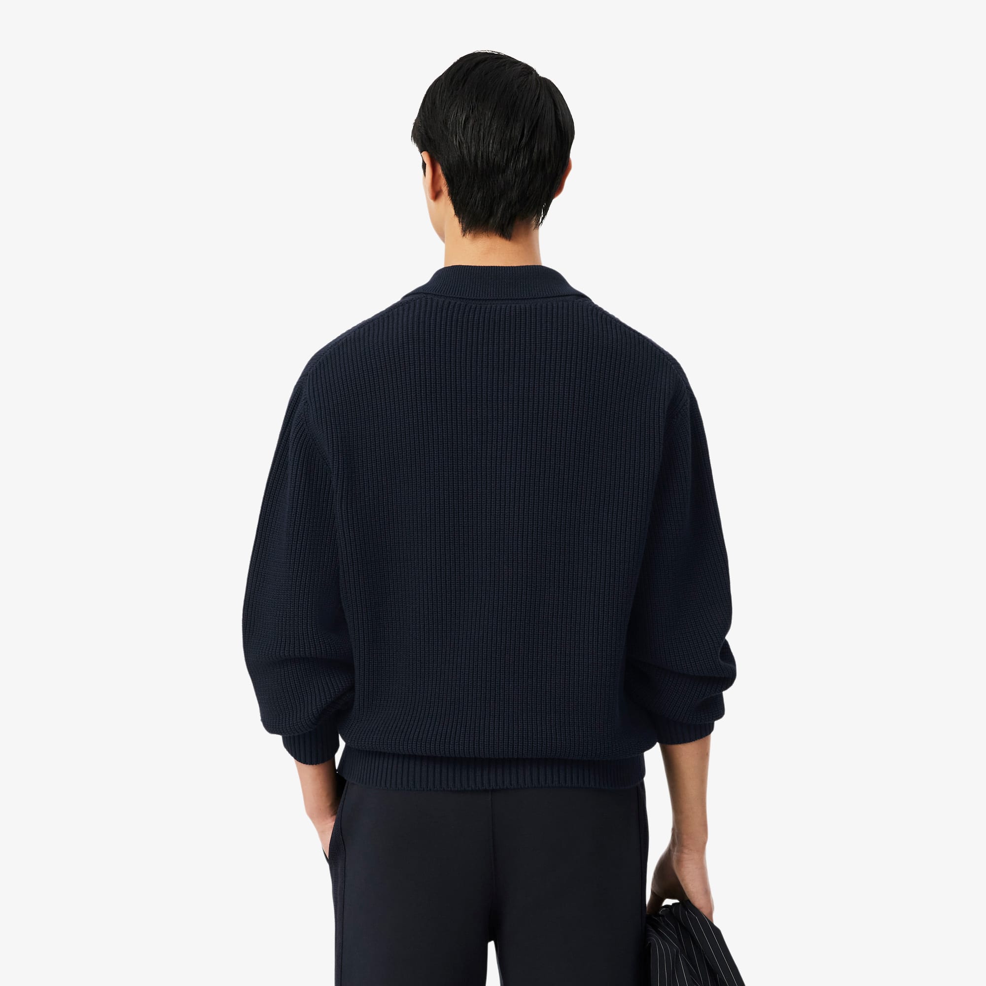 Thumbnail - Lacoste Pullover mit Perlrippstrick, Polokragen und Badge-Akzent - Schwarz Size 4XL