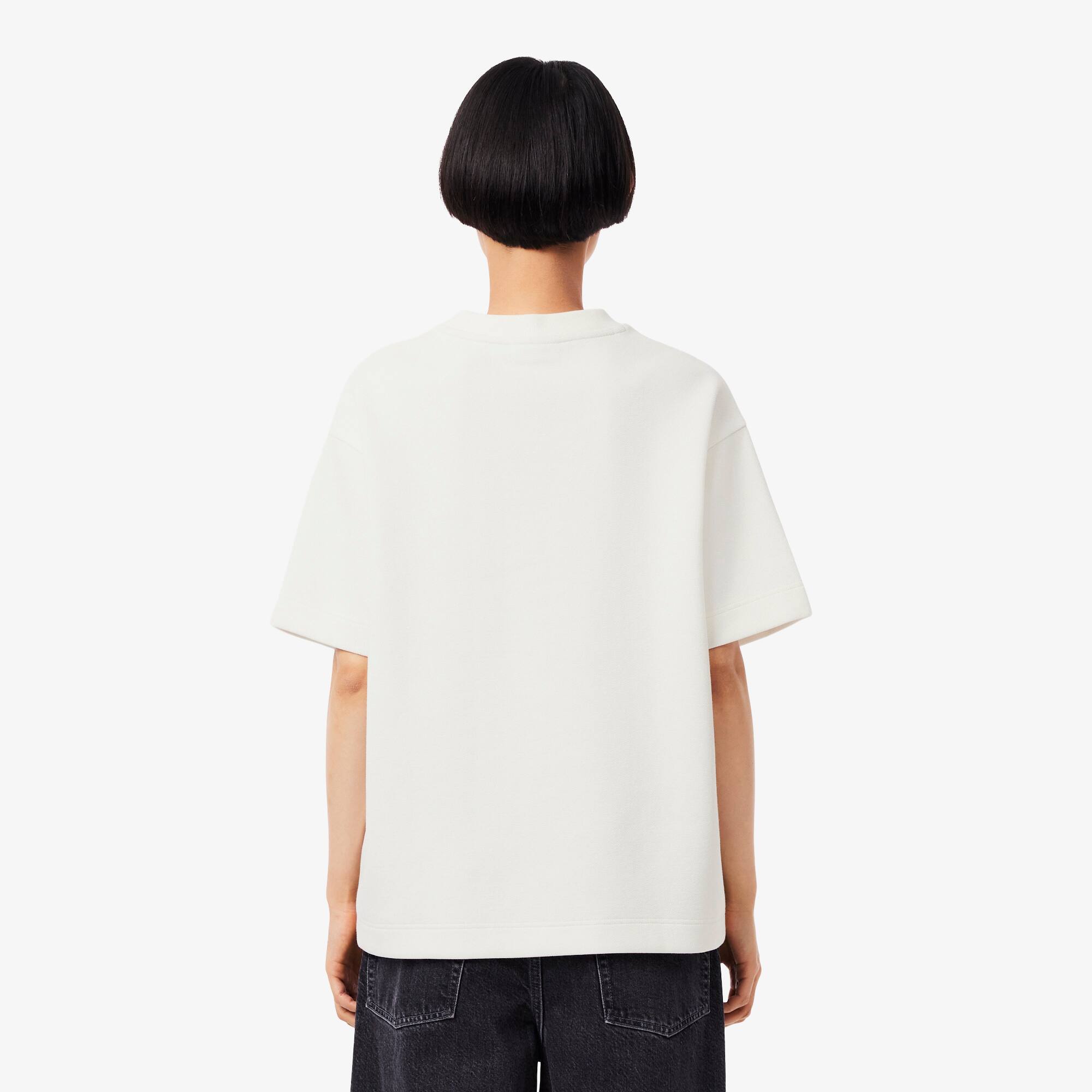 Thumbnail - Lacoste Übergroßes T-Shirt aus doppelseitigem Piqué - Weiß Size 38