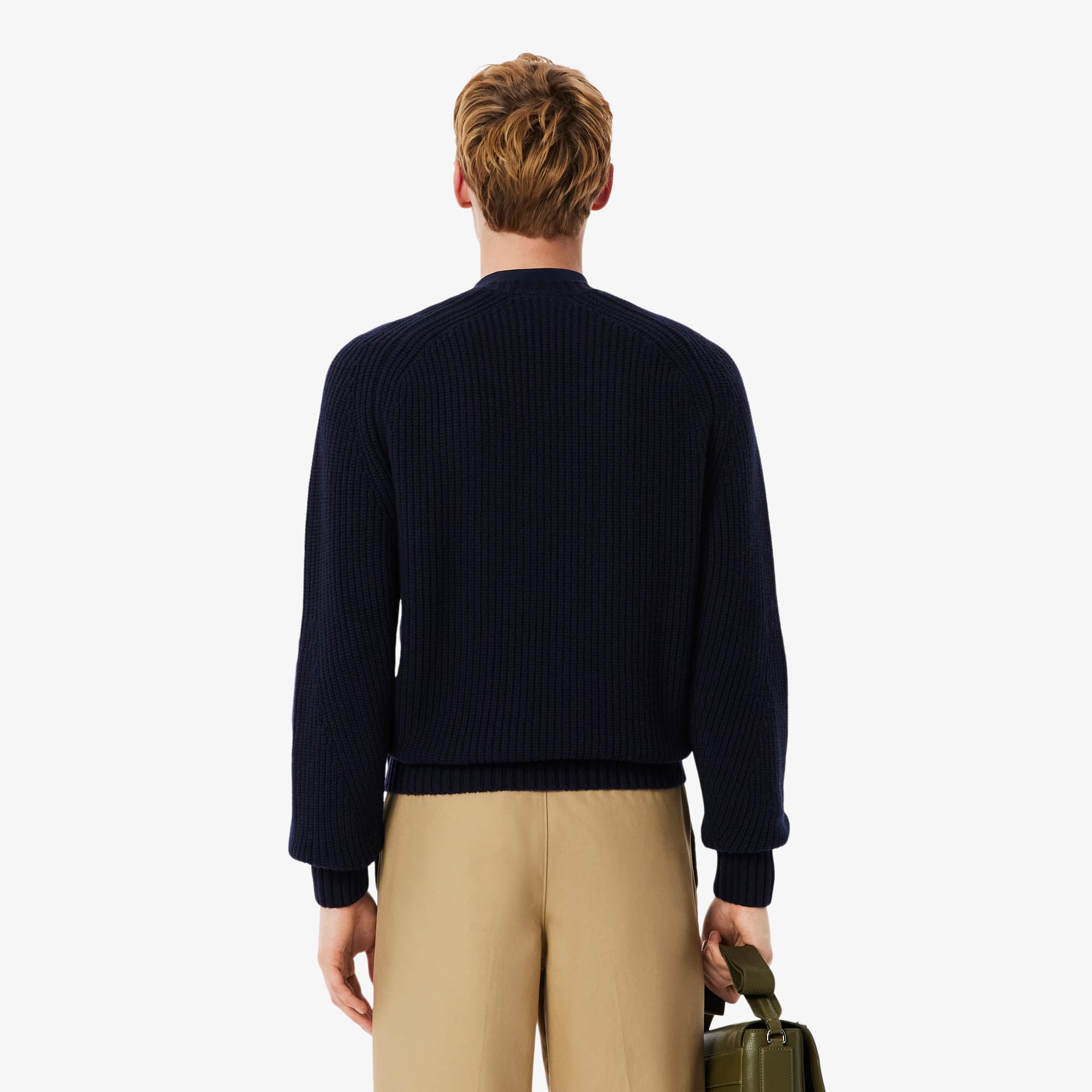 Thumbnail - Lacoste Pullover aus dicker kardierter Wolle mit Rundhalsausschnitt - Navy Blau Size 3XL