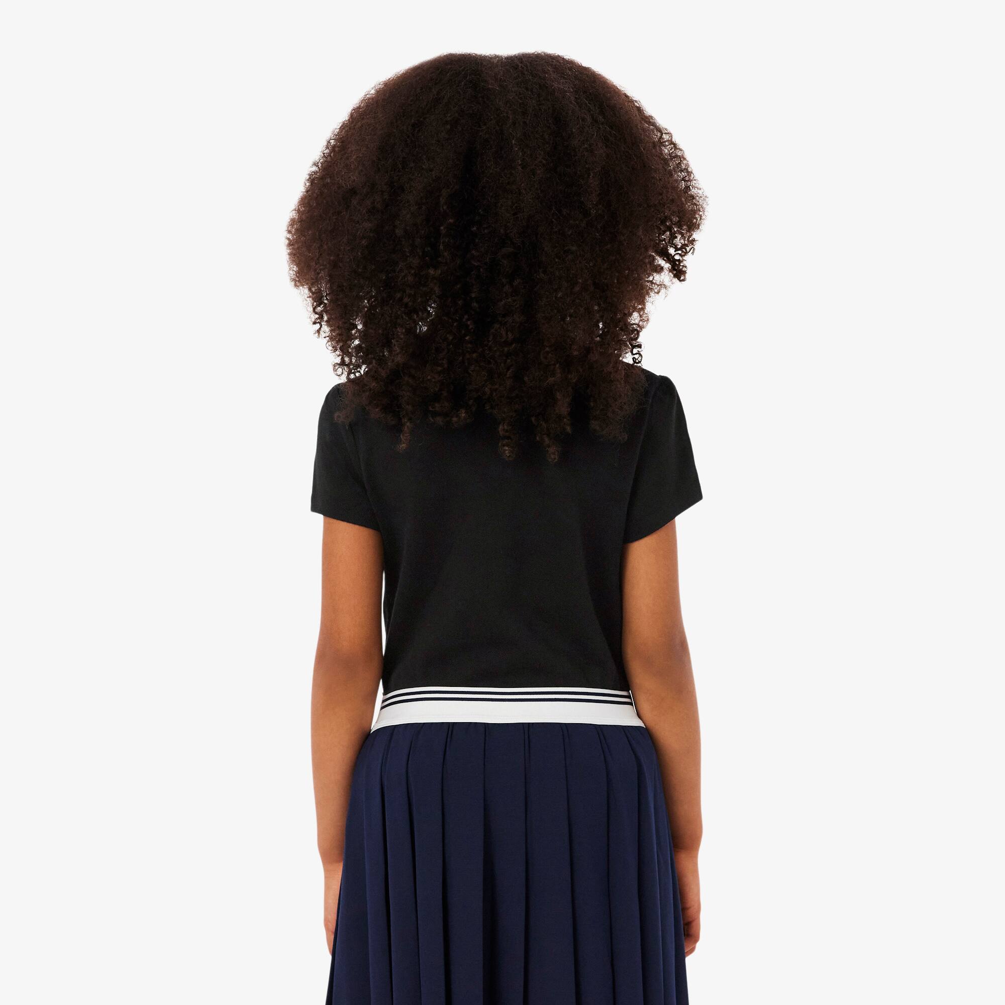 Thumbnail - Lacoste Polohemd aus Piqué mit gewelltem Kragen - Schwarz Size 8 - 8A