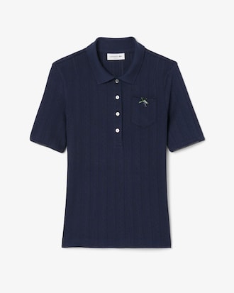 Slim Fit-Polohemd L.12.D aus Pointelle-Spitze