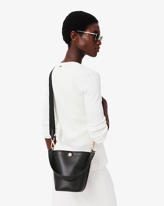 Kleine Eimertasche Tennis Bliss aus Leder