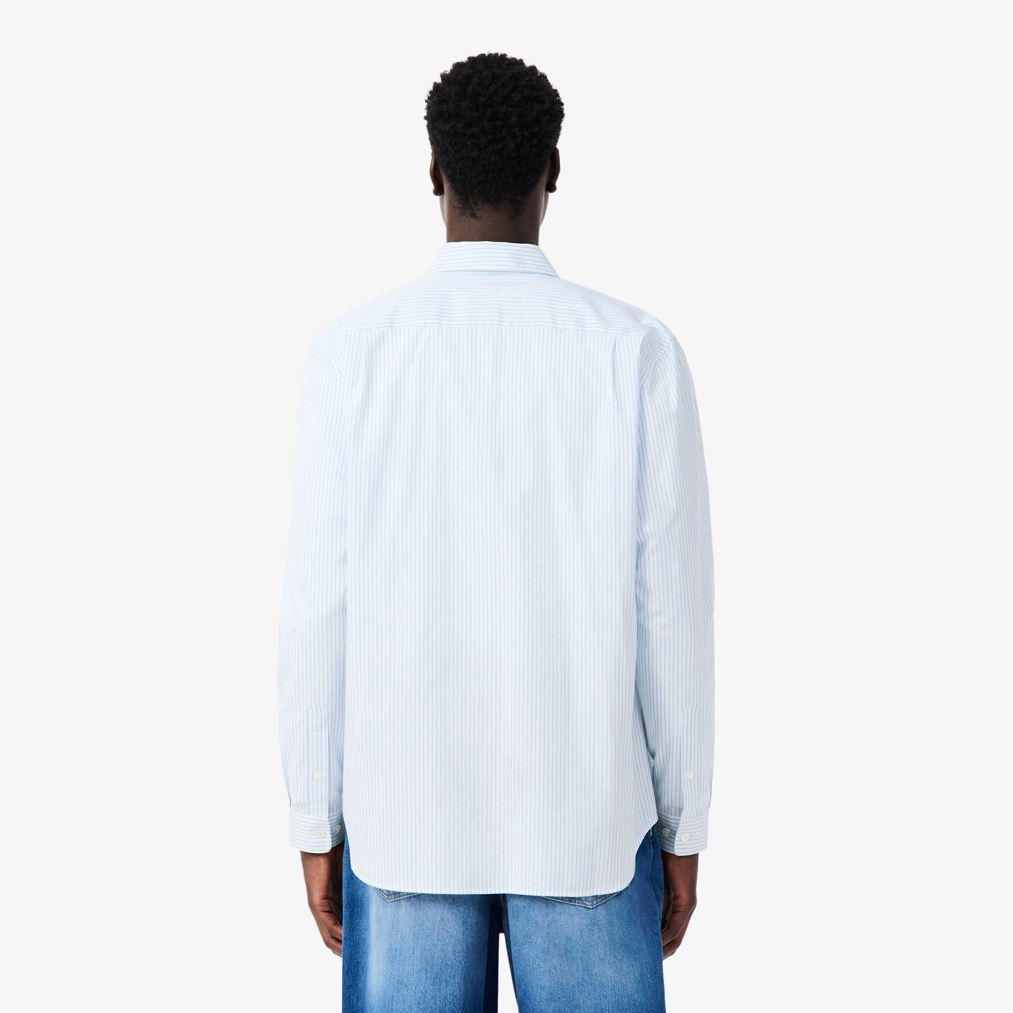 Thumbnail - Lacoste Regular Fit-Hemd aus gestreiftem Pinpoint - Weiß / Hellblau Size 41