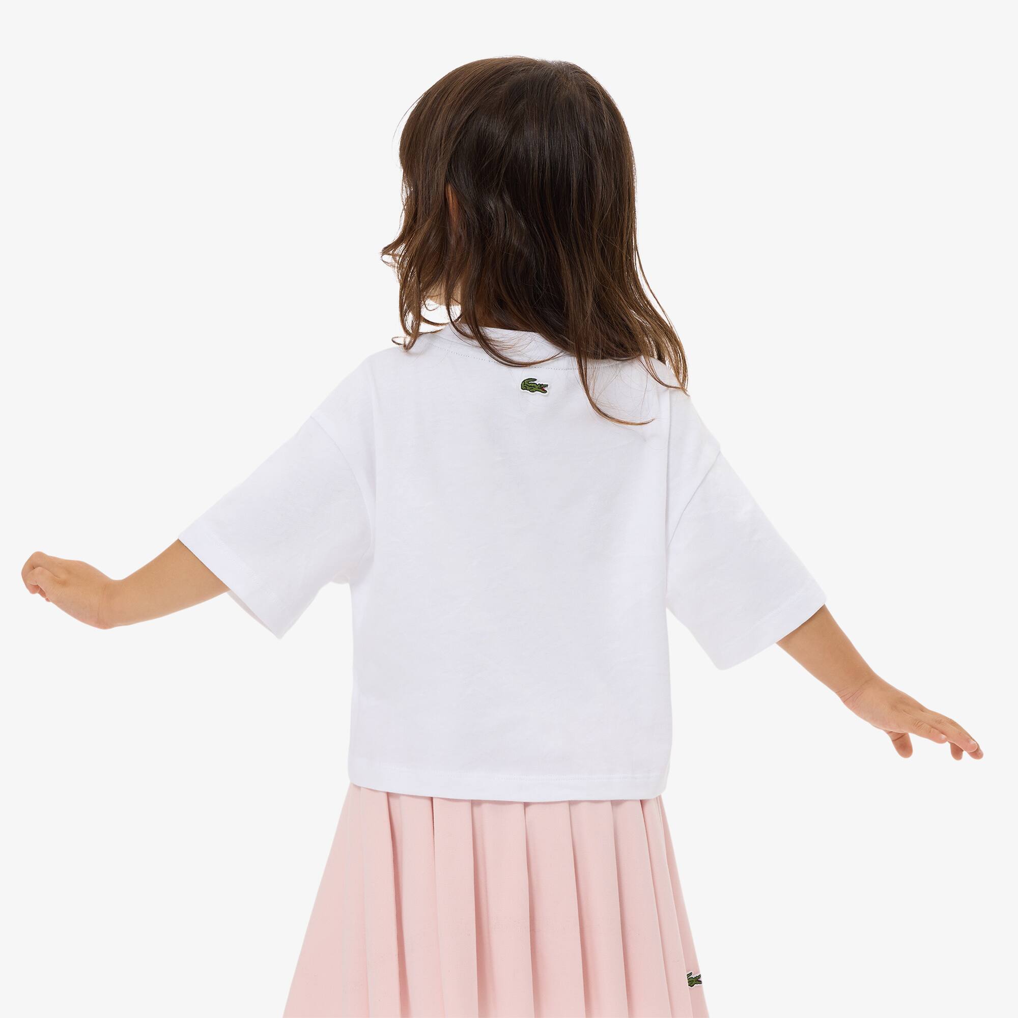 Thumbnail - Lacoste Oversized T-Shirt aus Baumwolle mit Print - Weiß Size 3 - 3A