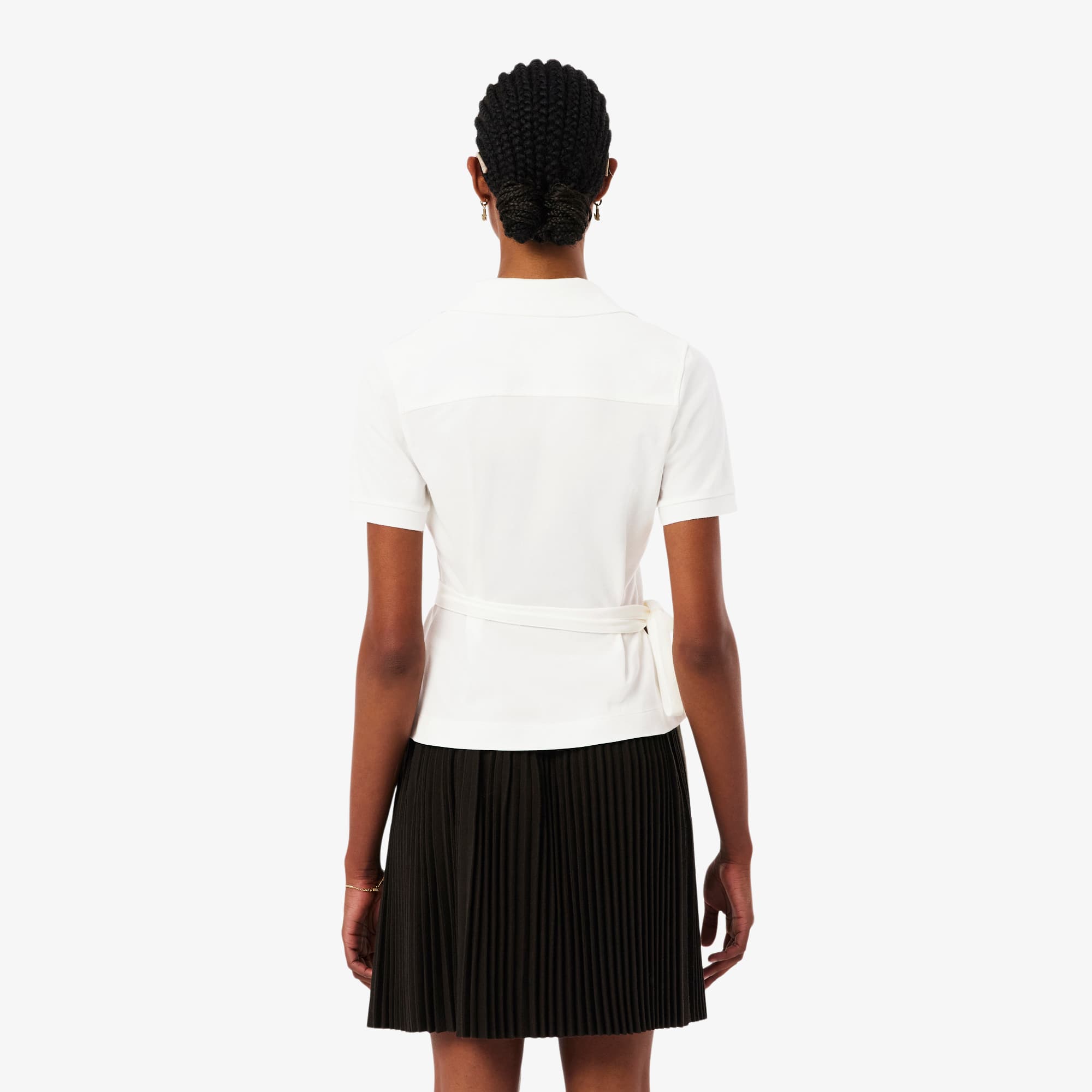 Thumbnail - Lacoste Wickel-Polohemd aus Stretch-Mini Piqué mit Gürtel - Weiß Size 44