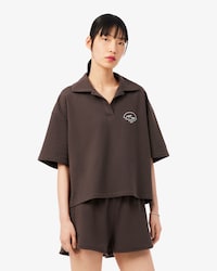 Loungewear-T-Shirt aus Fleece mit Polokragen