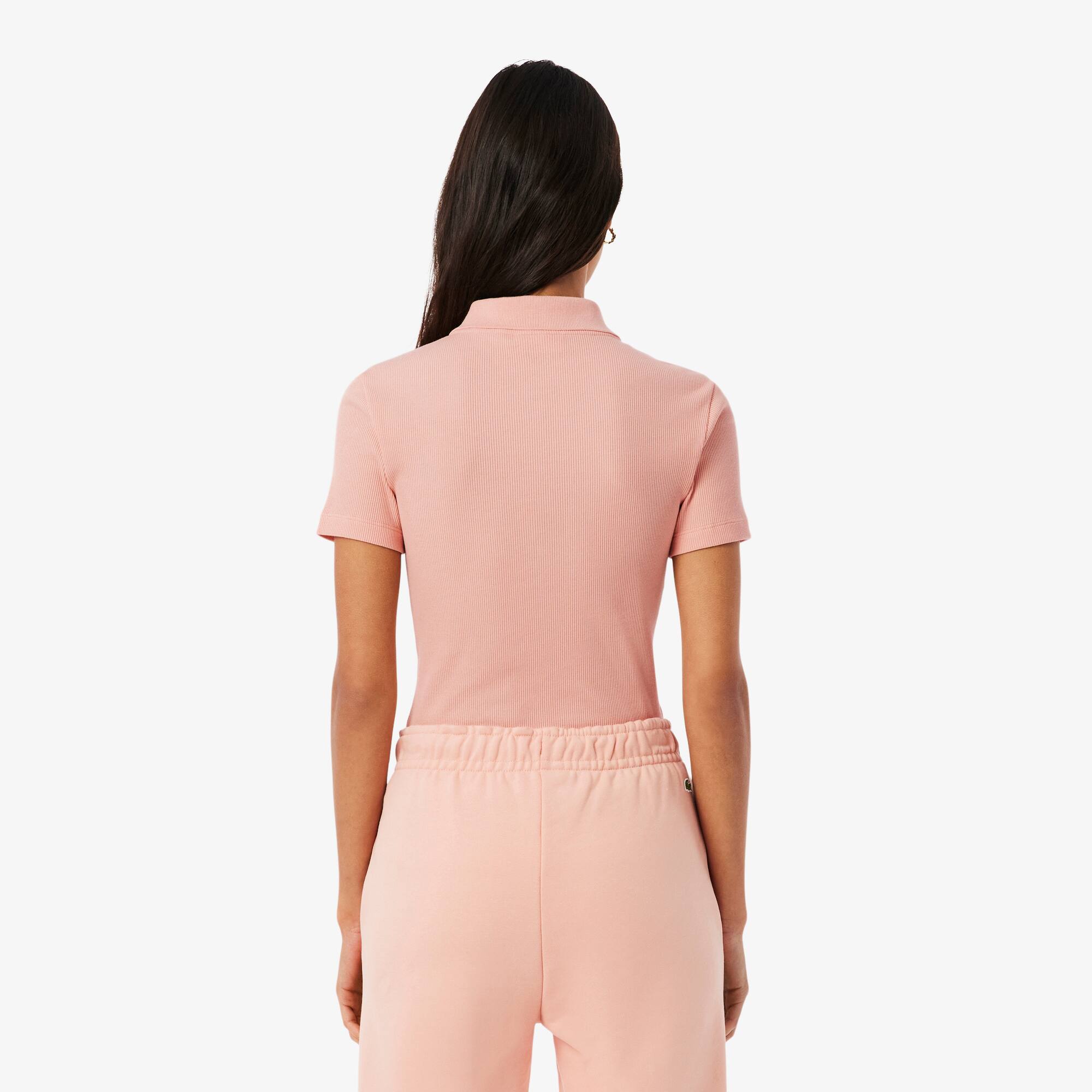 Thumbnail - Lacoste Slim Fit-Polohemd L.12.D aus gerippter Baumwolle - Rose Size 36