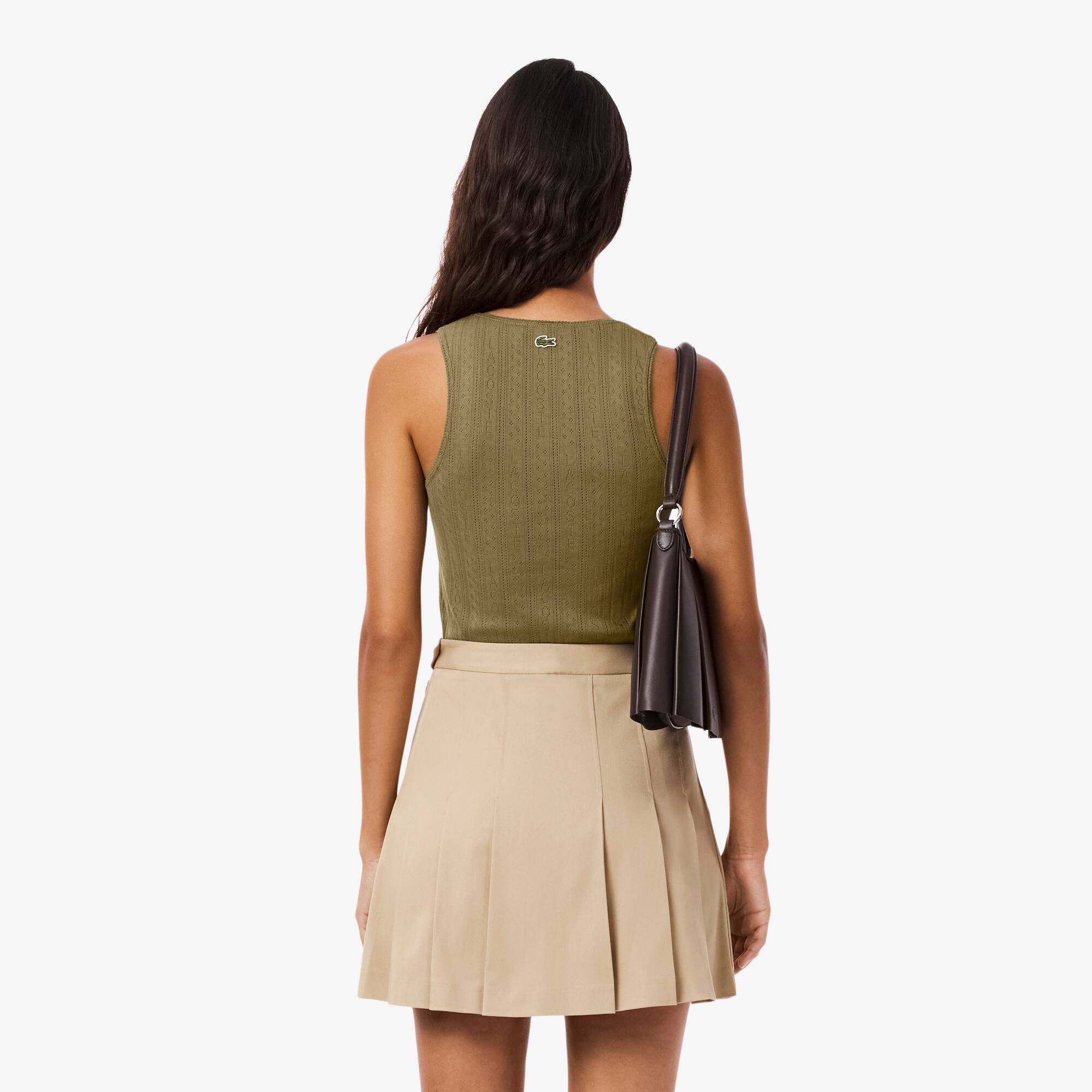 Thumbnail - Lacoste Slim Fit-Tanktop aus Pointelle-Spitze - Khaki Grün Size 46