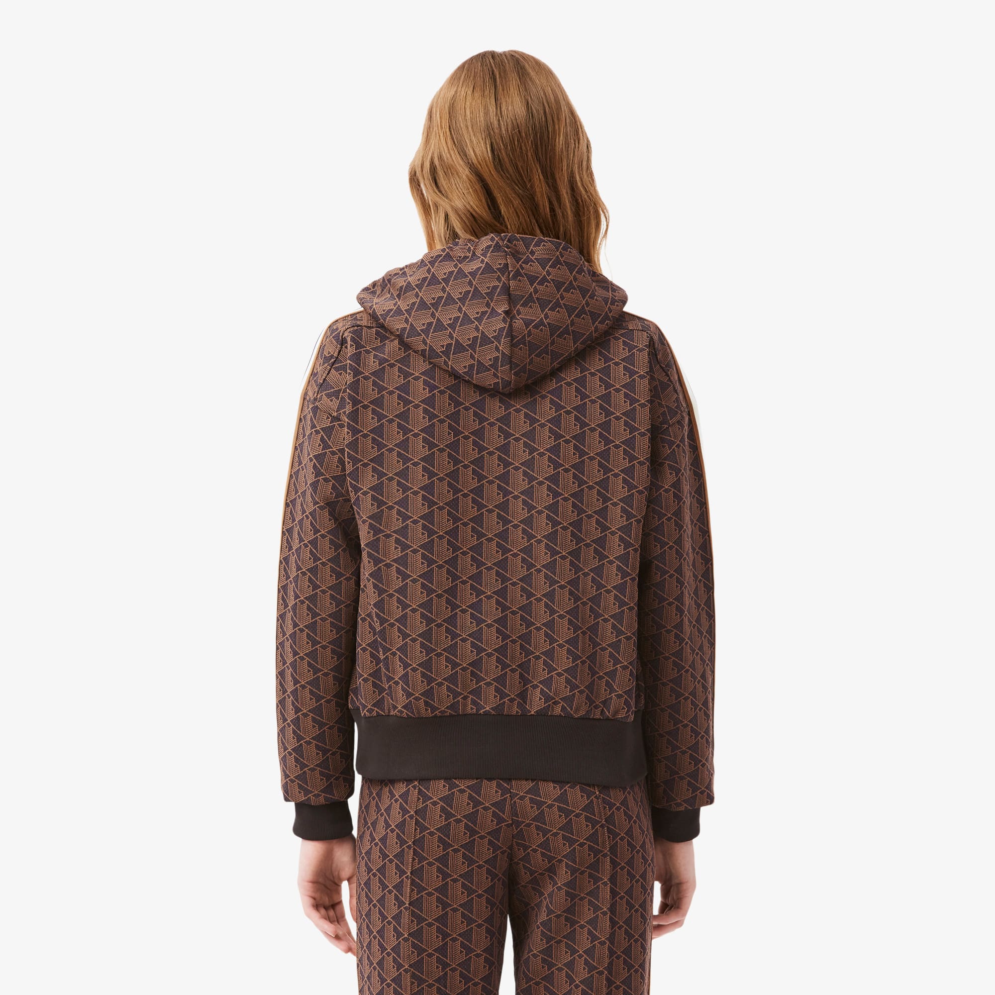 Thumbnail - Lacoste Hoodie aus Jacquard mit Monogramm - Lila / Braun Size 40