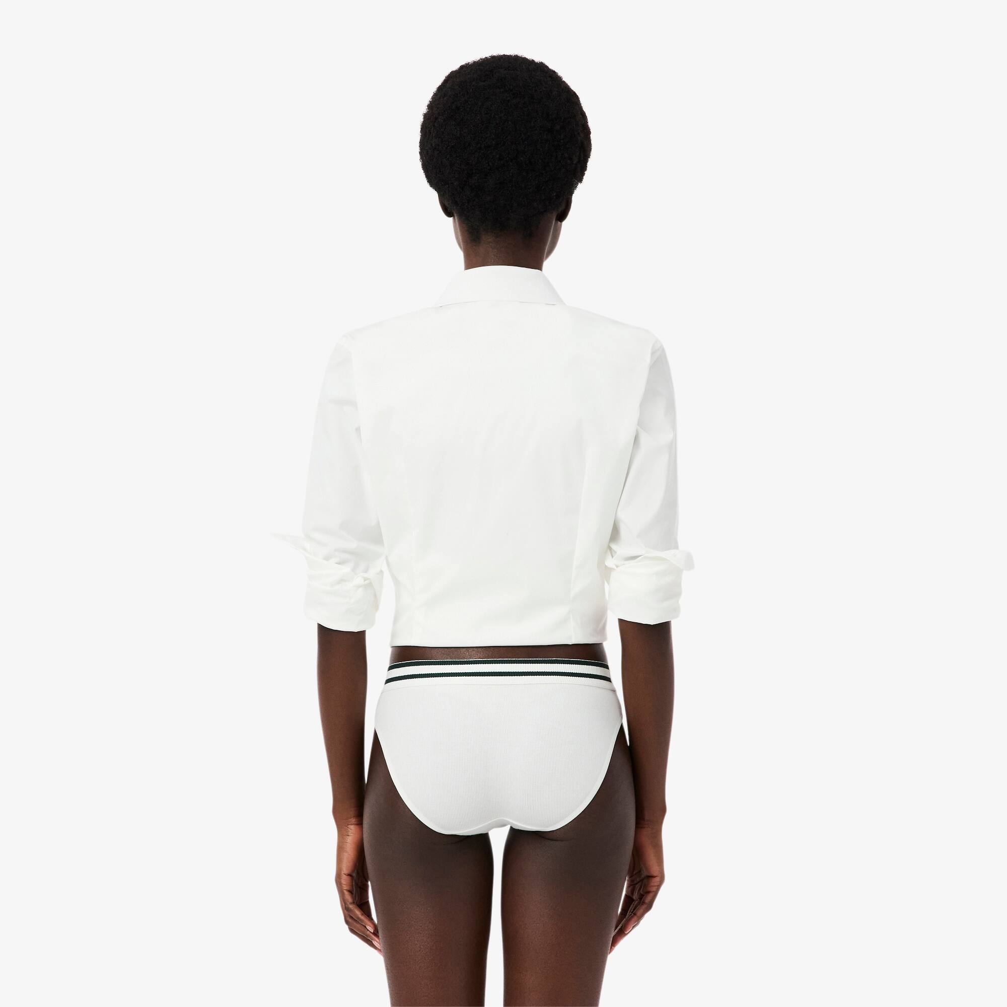 Thumbnail - Lacoste Slip aus Baumwolle mit gestreiftem Bund - Weiß Size XXS