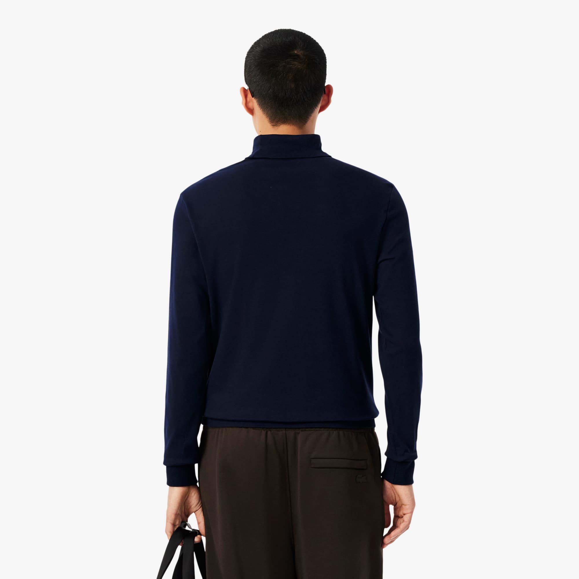 Thumbnail - Lacoste T-Shirt mit Rollkragen und langen Ärmeln - Navy Blau Size M