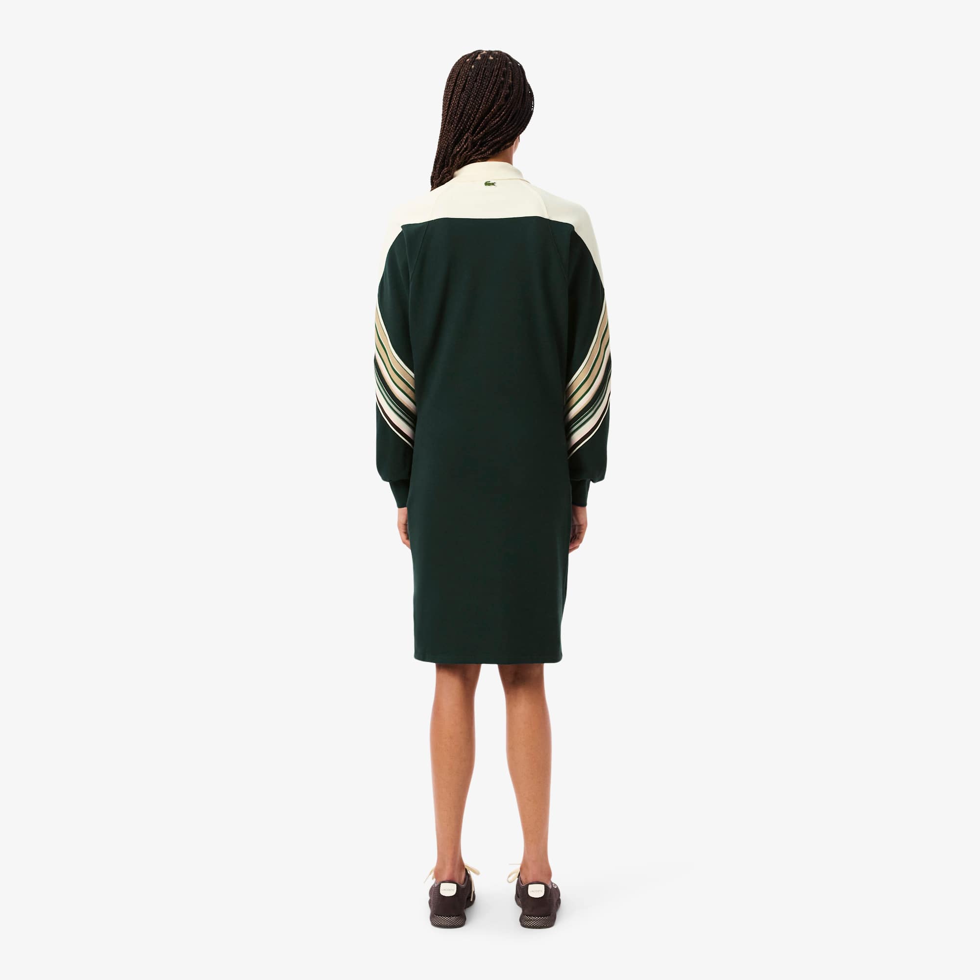 Thumbnail - Lacoste Französisches Slim Fit-Kleid aus Piqué - Grün / Weiß Size 42