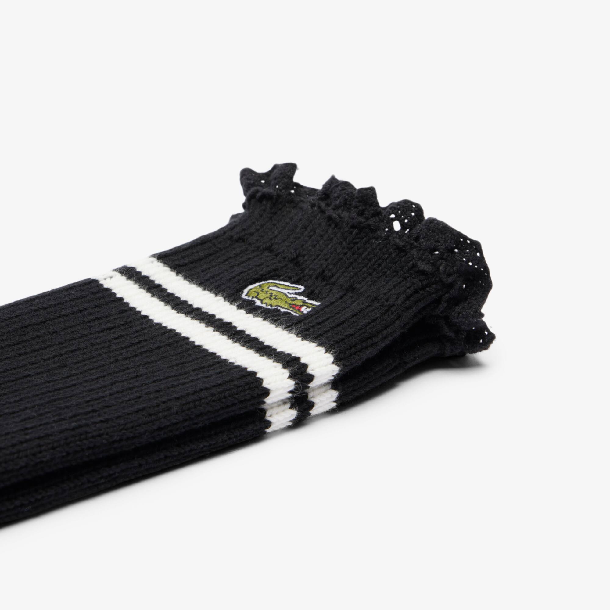 Thumbnail - Lacoste Gerippte Socken mit Spitzenabschluss - Schwarz Size 39/42