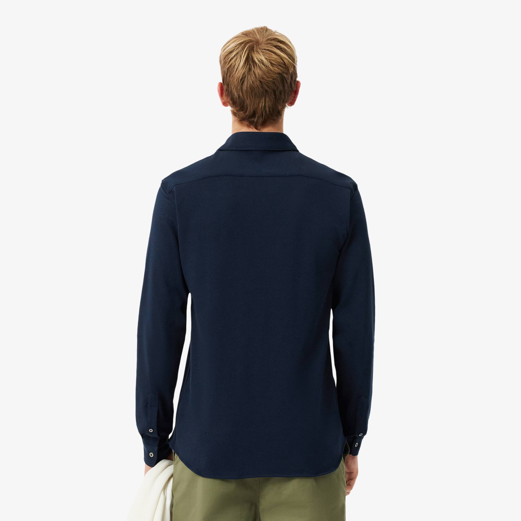 Thumbnail - Lacoste Slim Fit-Hemd aus Baumwollpiqué - Navy Blau Size 37