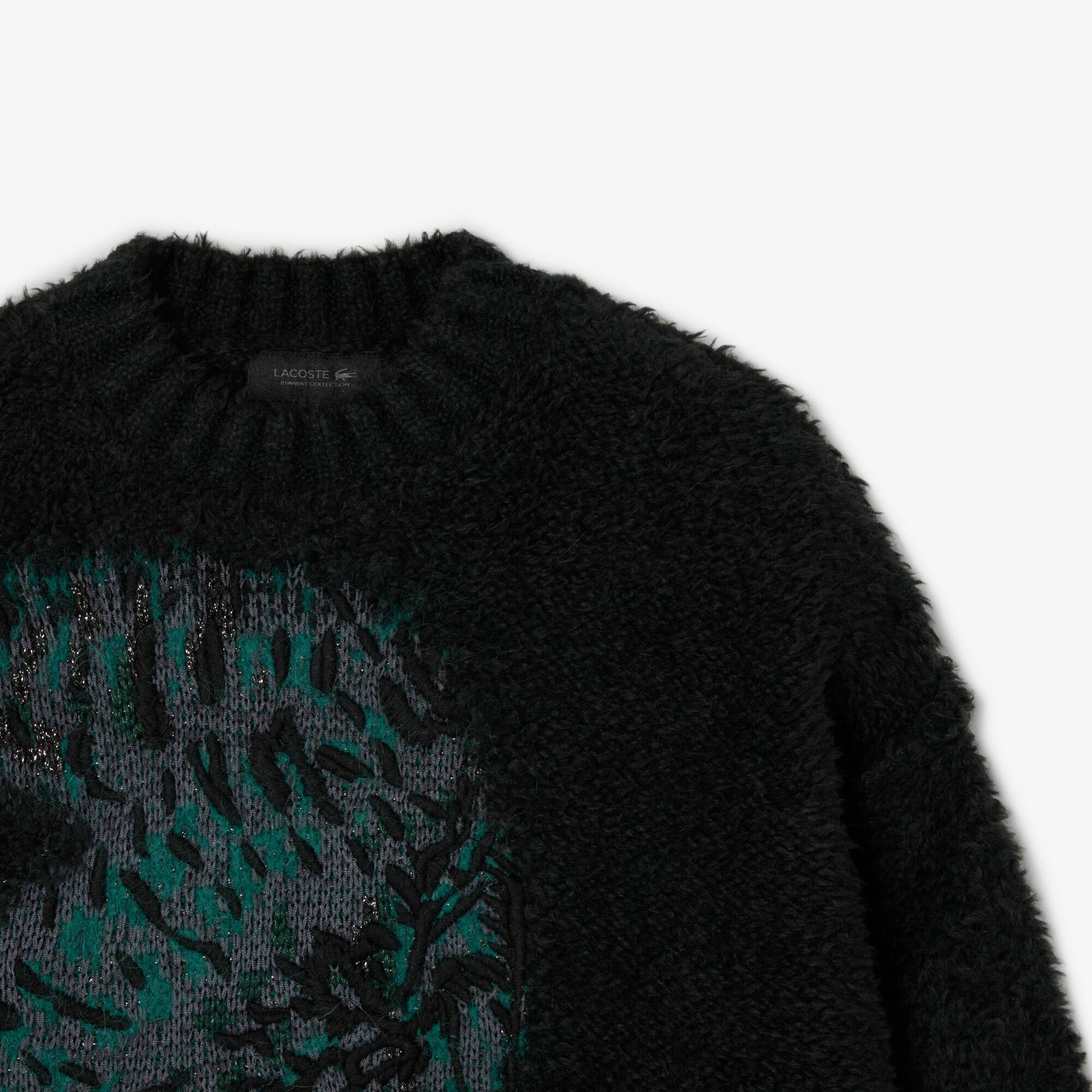 Thumbnail - Lacoste Pullover Runway aus Jacquard mit Krokodil - Vert Fonce / Blanc Size S