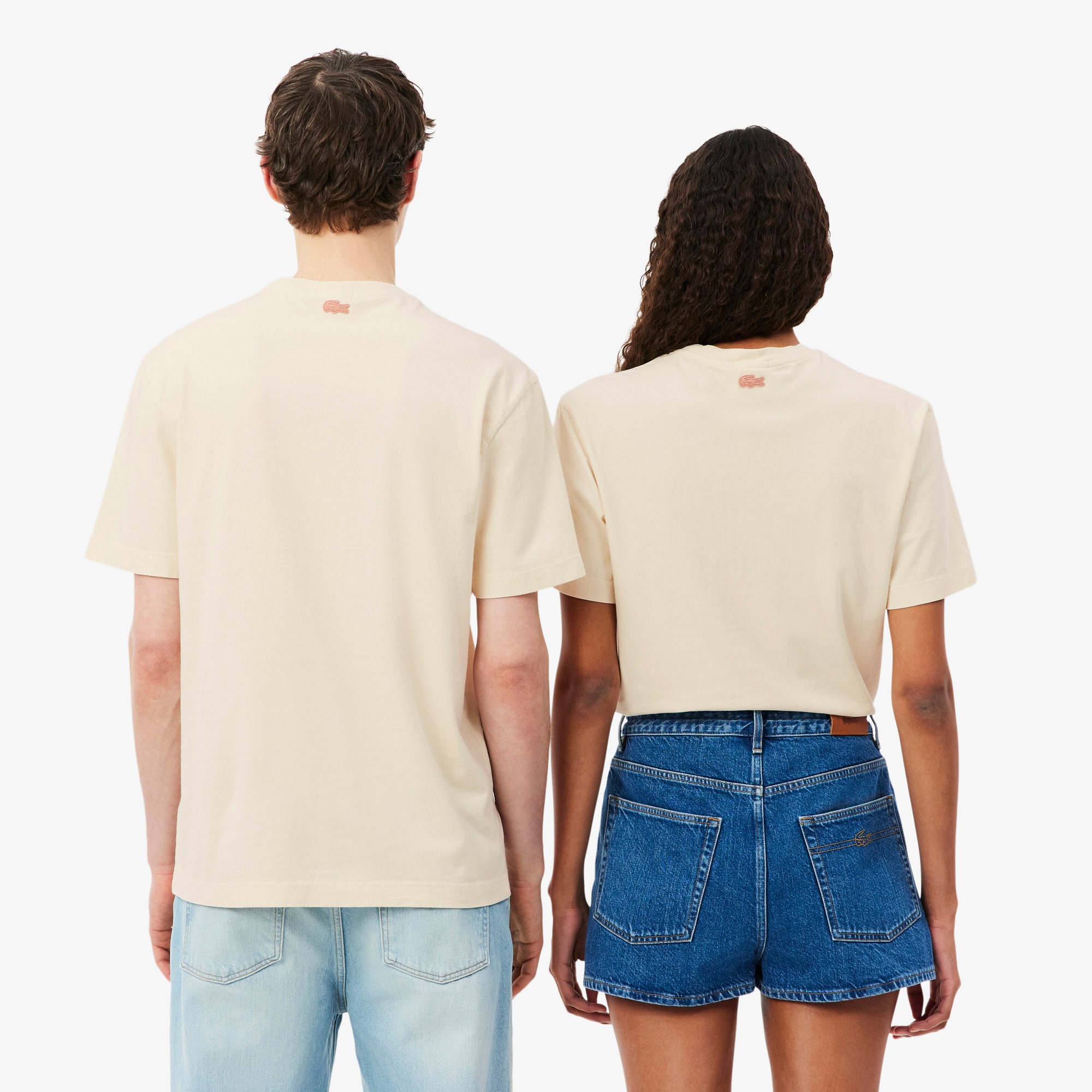 Thumbnail - Lacoste T-Shirt Garros Edition in Sandfarben - Blanc Size S