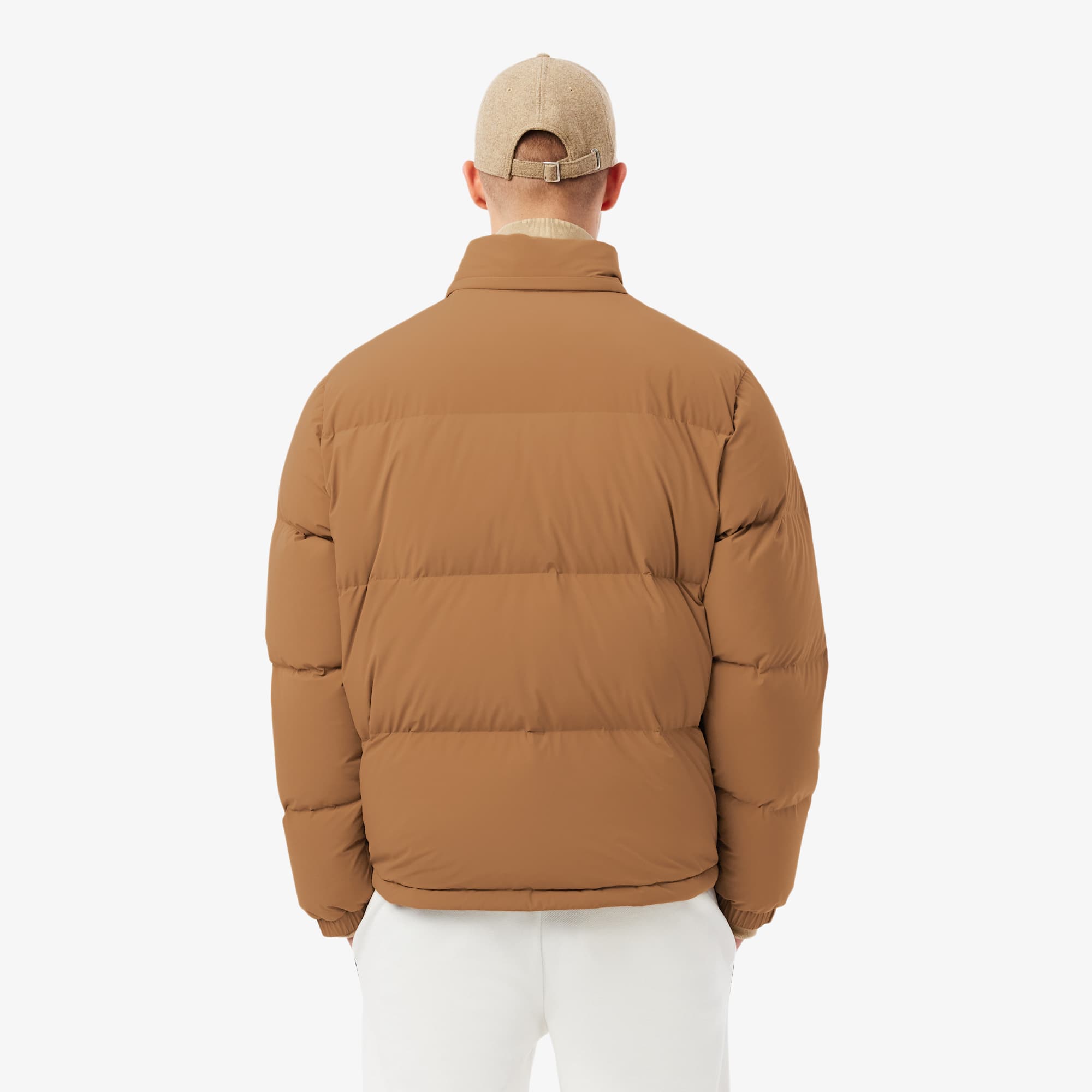 Thumbnail - Lacoste Wasserabweisende Daunenjacke mit Kapuze - Hellbraun Size 46 - S