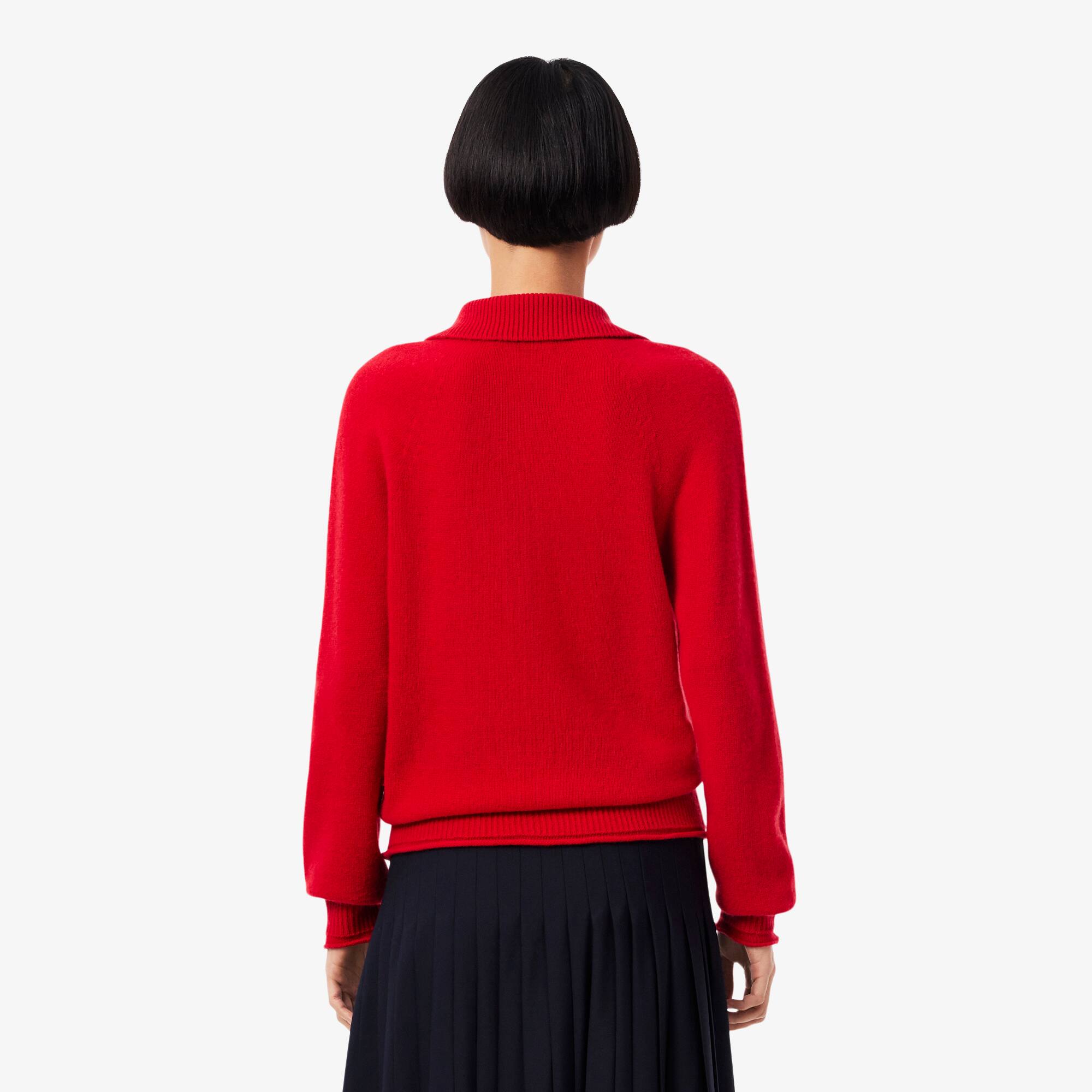 Thumbnail - Lacoste Pullover aus Tuchwolle mit hohem Kragen - Rot Size 42