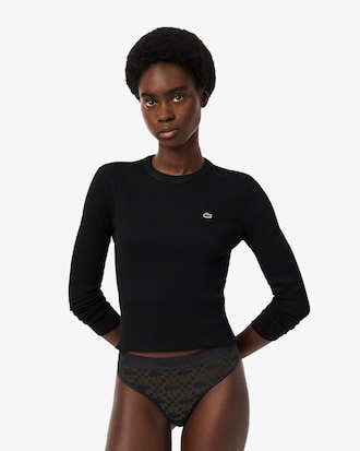 Tanga aus Spitze mit Logo-Bund