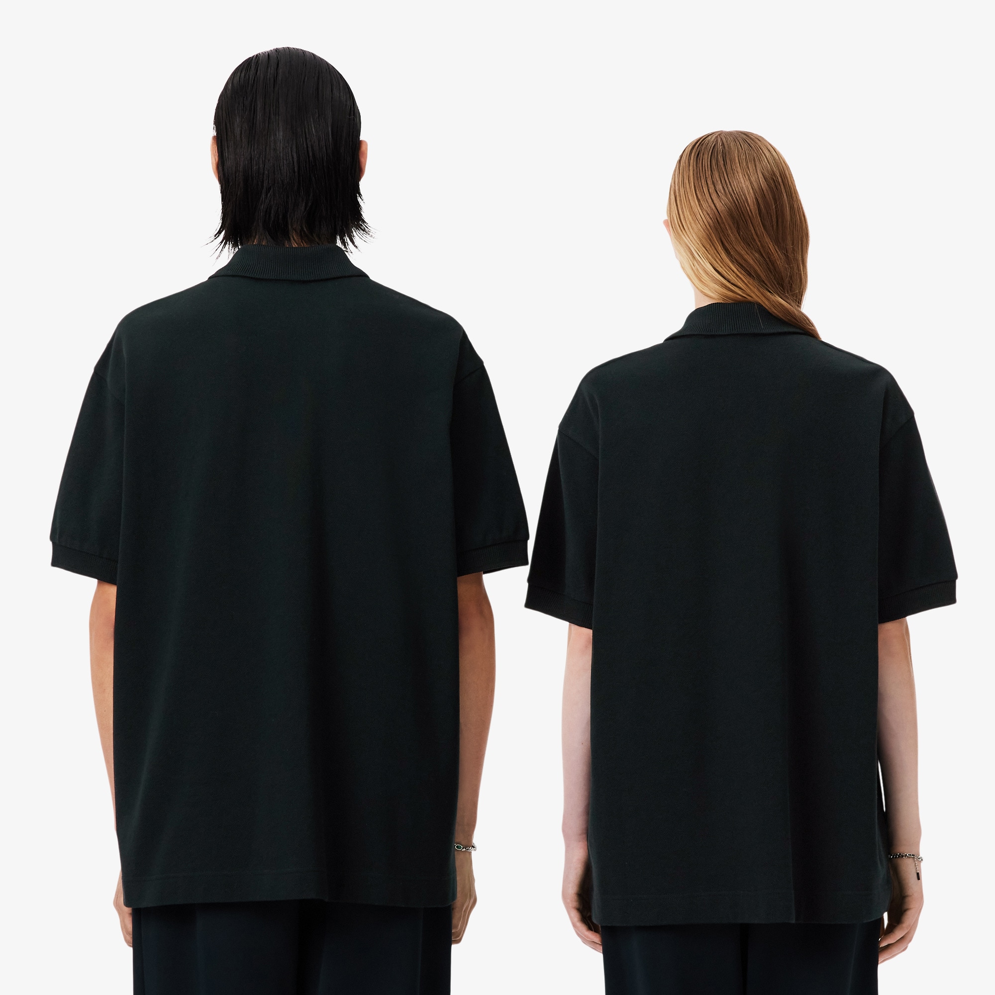 Thumbnail - Lacoste Loose Fit-Polohemd Runway aus Shield-Piqué - Vert Fonce / Blanc Size L