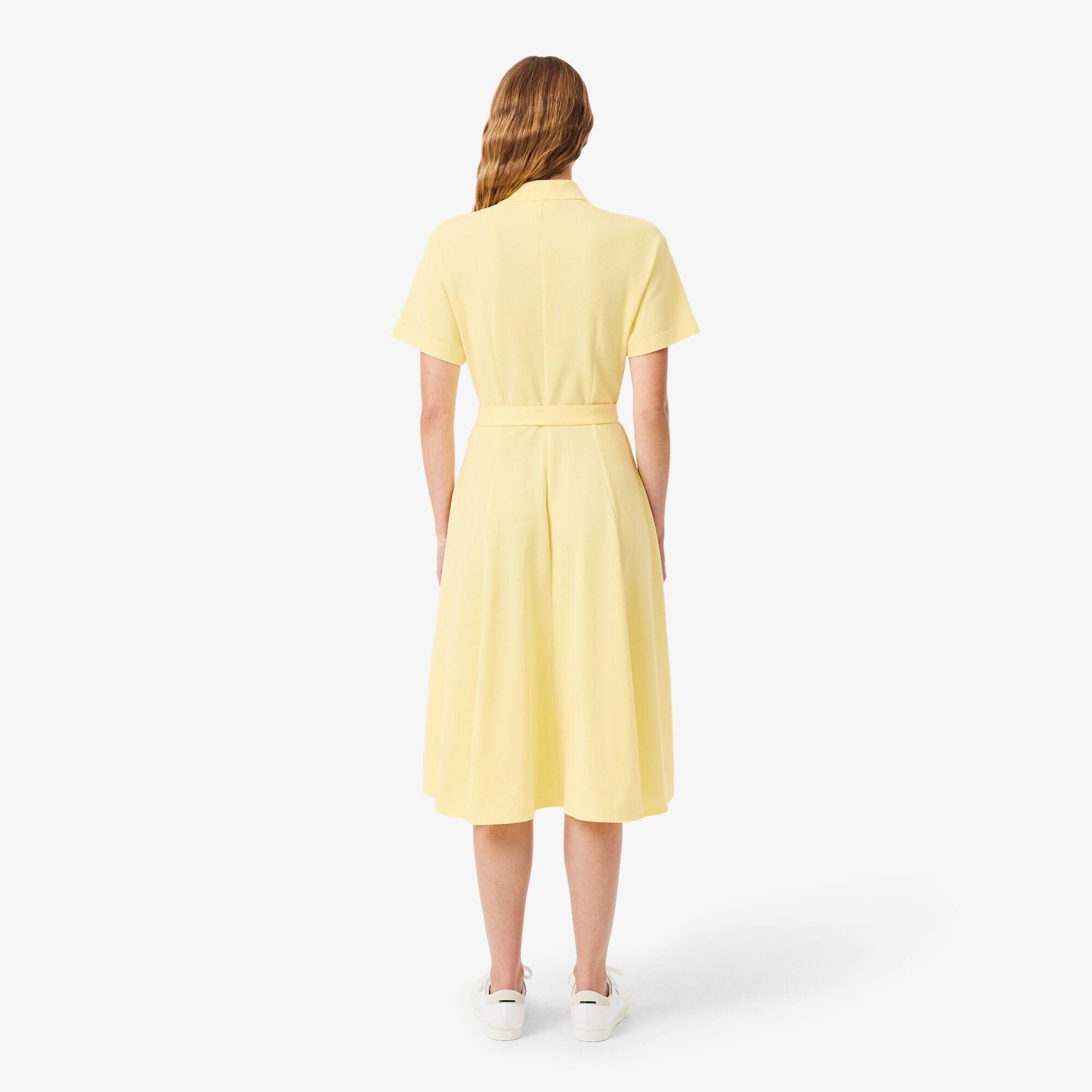 Thumbnail - Lacoste Flared-Polokleid aus Mini-Piqué - Gelb Size 38