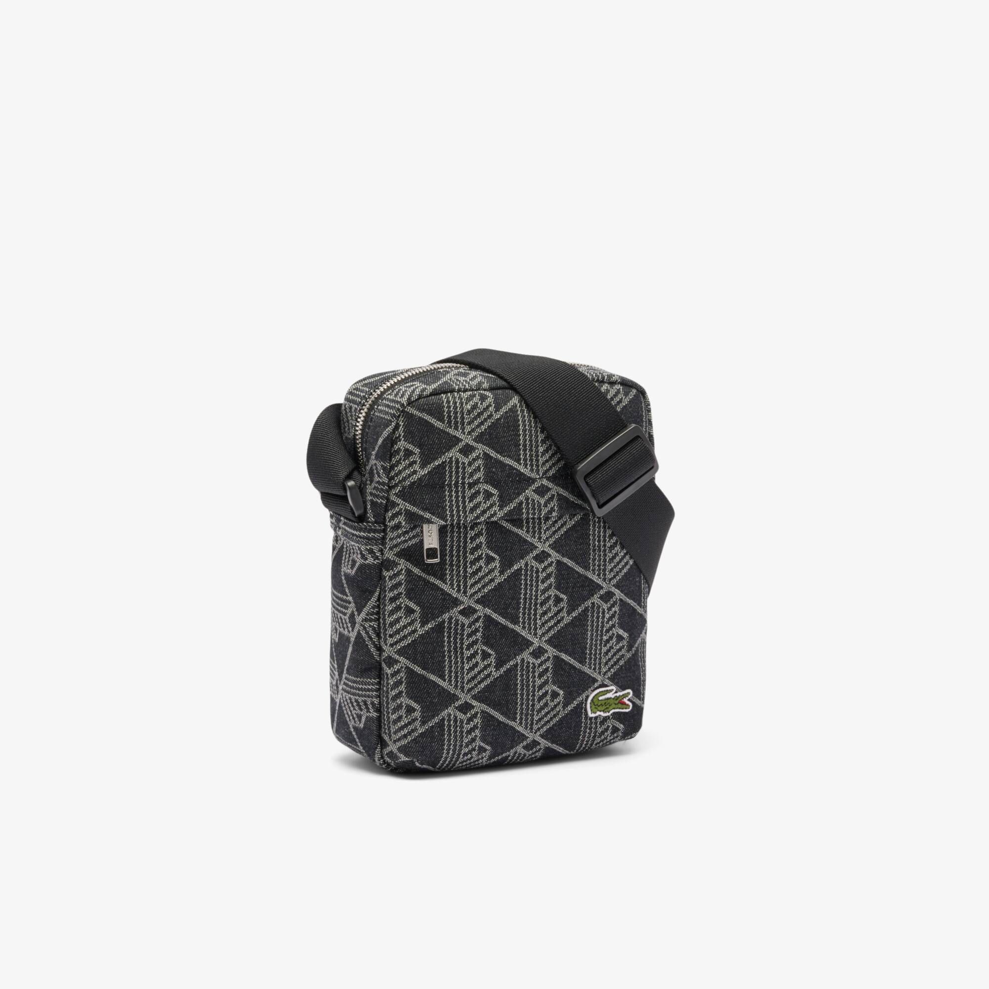 Thumbnail - Lacoste Vertikale Umhängetasche Neocroc mit Jacquard-Motiv - MONO JACQUARD DENIM NOIR Size One Size