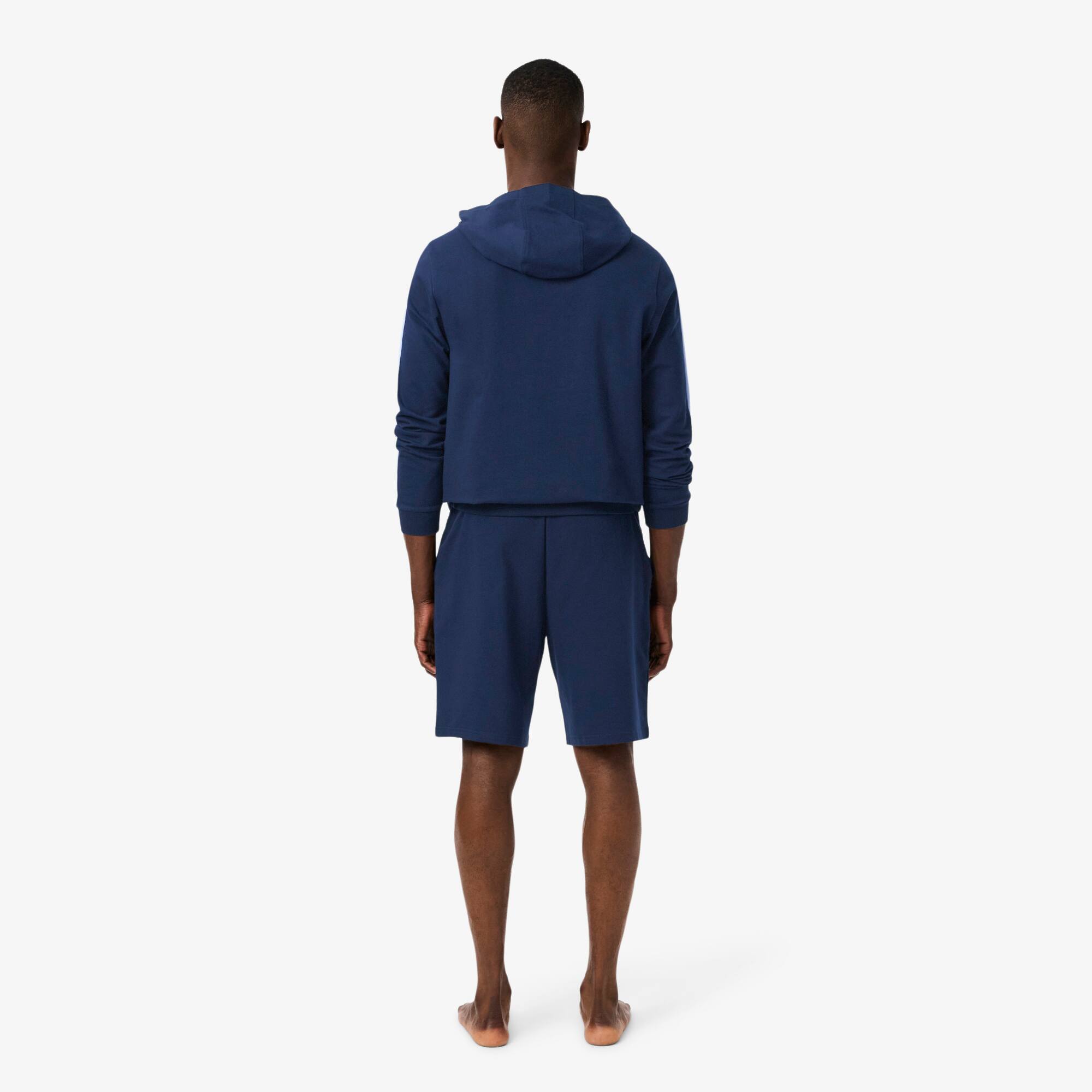 Thumbnail - Lacoste Loungewear-Shorts aus Fleece, Straight fit - Navy Blau / Lila Size L