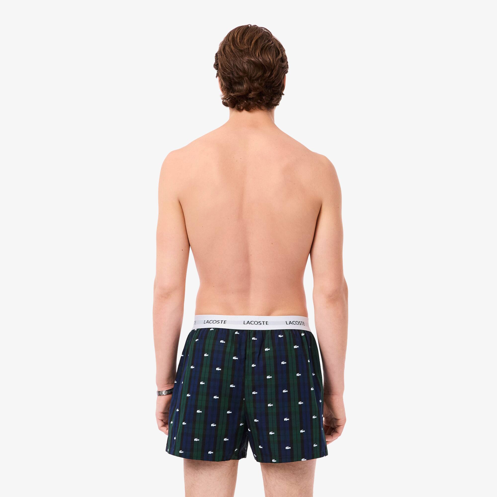 Thumbnail - Lacoste 3er-Pack Trunks aus Baumwollpopeline - Navy Blau / Grün Size L