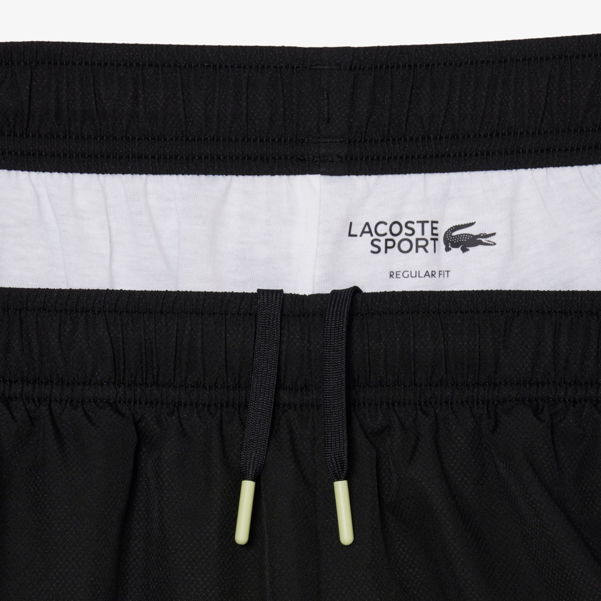 Thumbnail - Lacoste Sportshorts aus Diamant-Taft mit Streifenakzent - Schwarz / Weiß Size 4XL