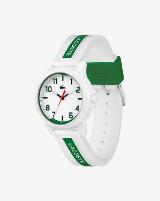 Uhr Rider mit drei Zeigern – Weiß und Grün, mit Silikonarmband