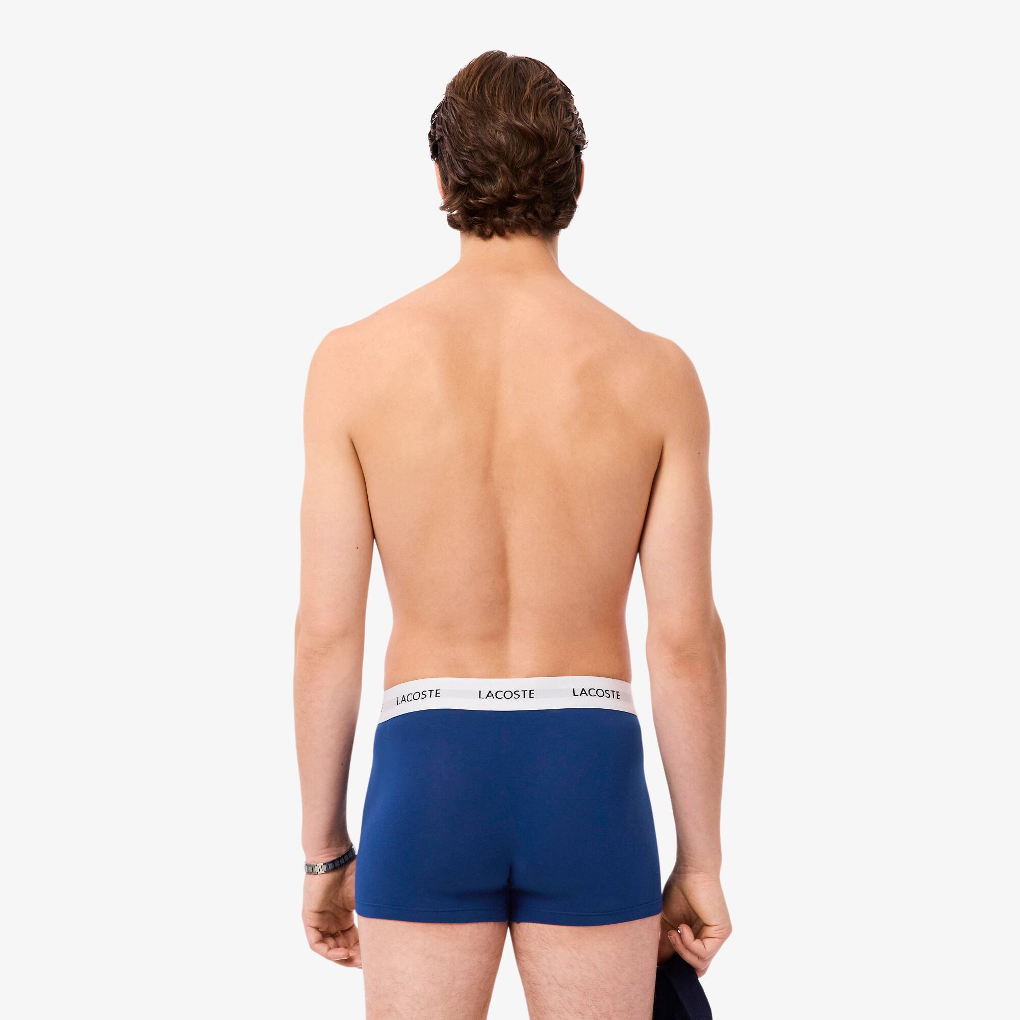 Thumbnail - Lacoste 3er-Pack Baumwoll-Stretch-Trunks - Navy Blau / Blau / Navy Blau Size 6 - XL