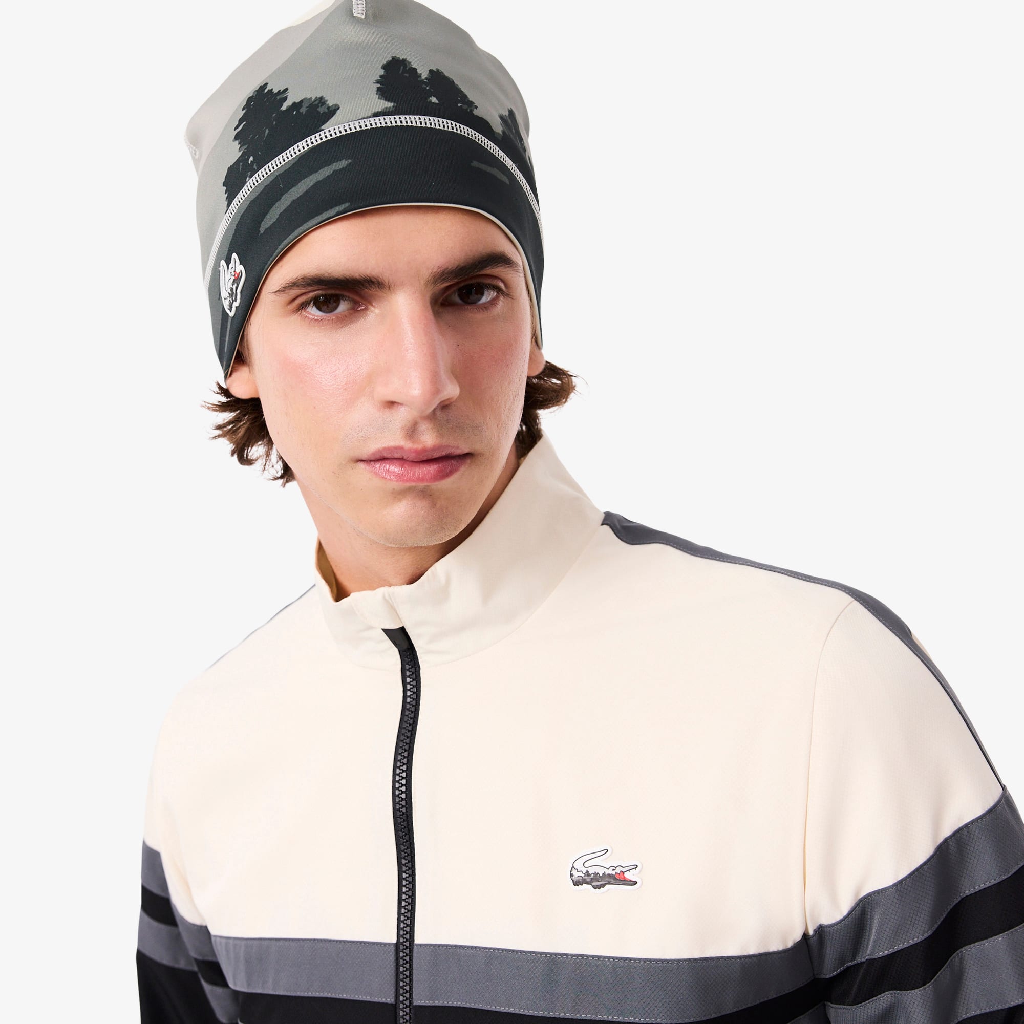 Thumbnail - Lacoste Sportmütze aus Fleece mit Landschaftsmotiv - Weiß / Schwarz Size One Size