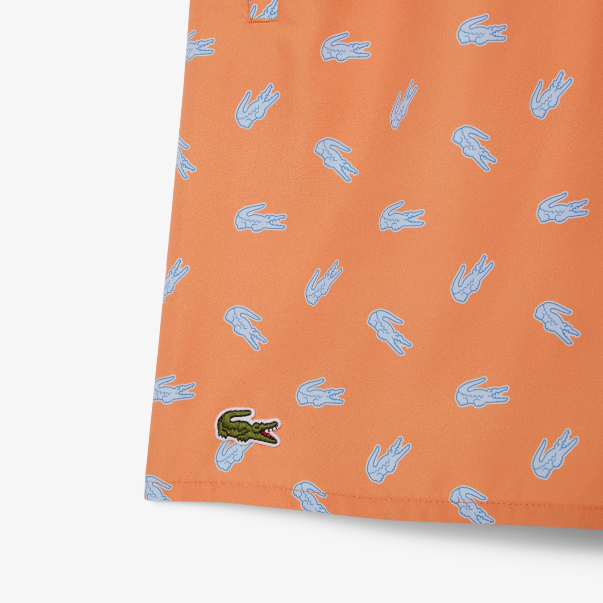 Thumbnail - Lacoste Halblange Badehose mit Kroko-Print - Orange Size M