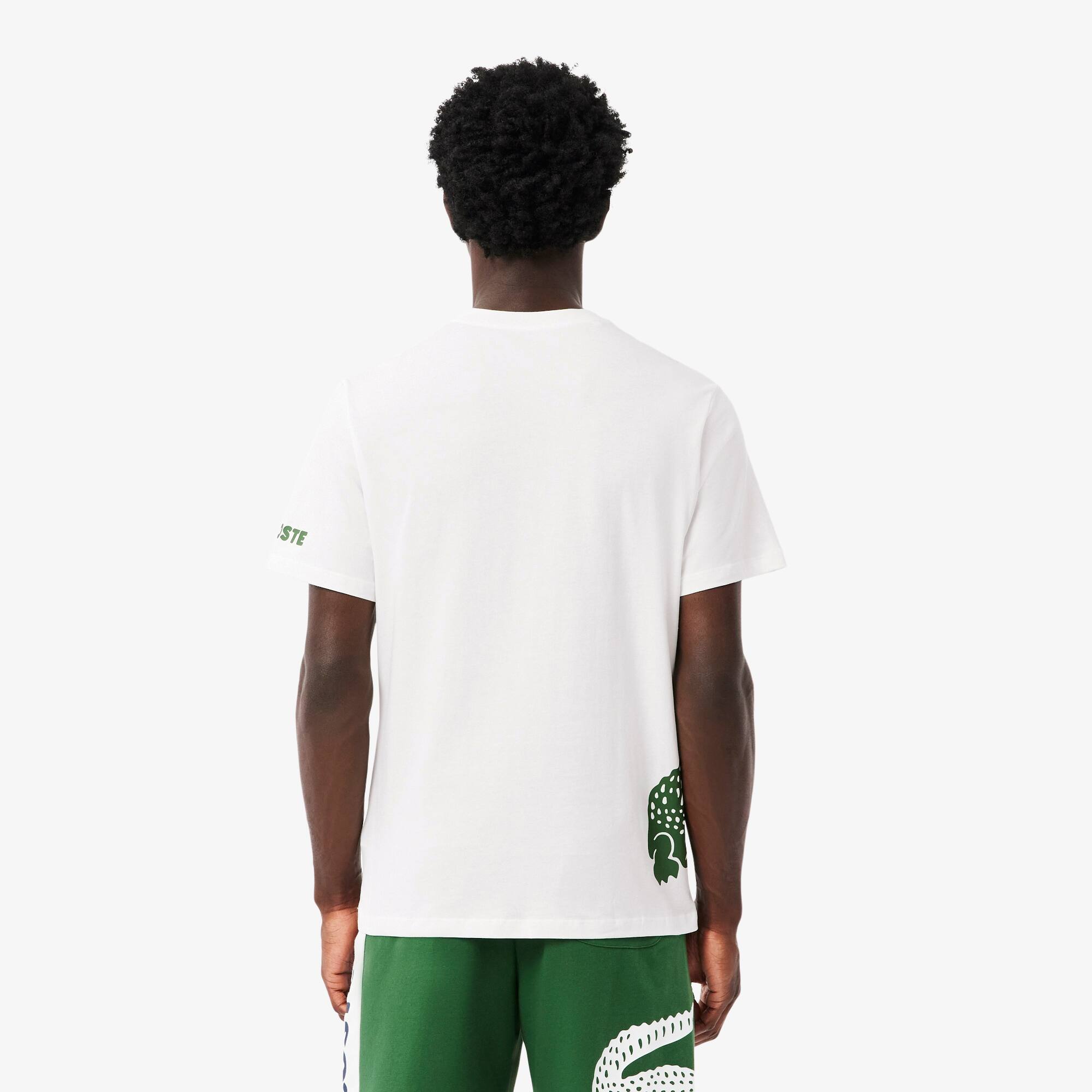 Thumbnail - Lacoste Loungewear-T-Shirt aus Baumwolle mit Druck - Weiß / Grün Size L