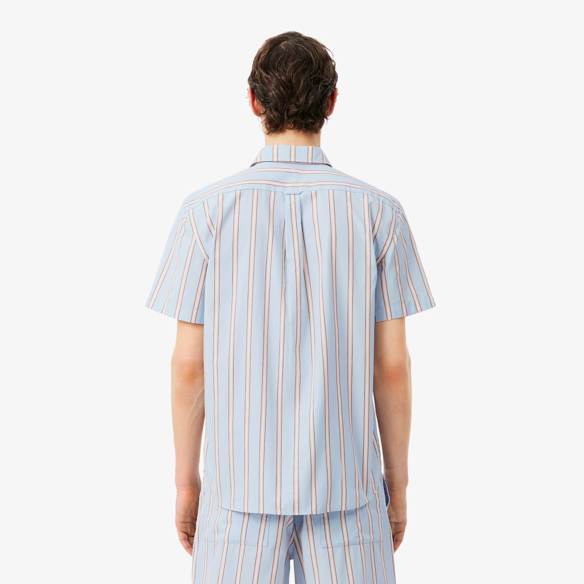 Thumbnail - Lacoste Regular Fit-Hemd aus gestreifter Popeline - Bleu Clair / Rose / Noir / Blanc Size 44