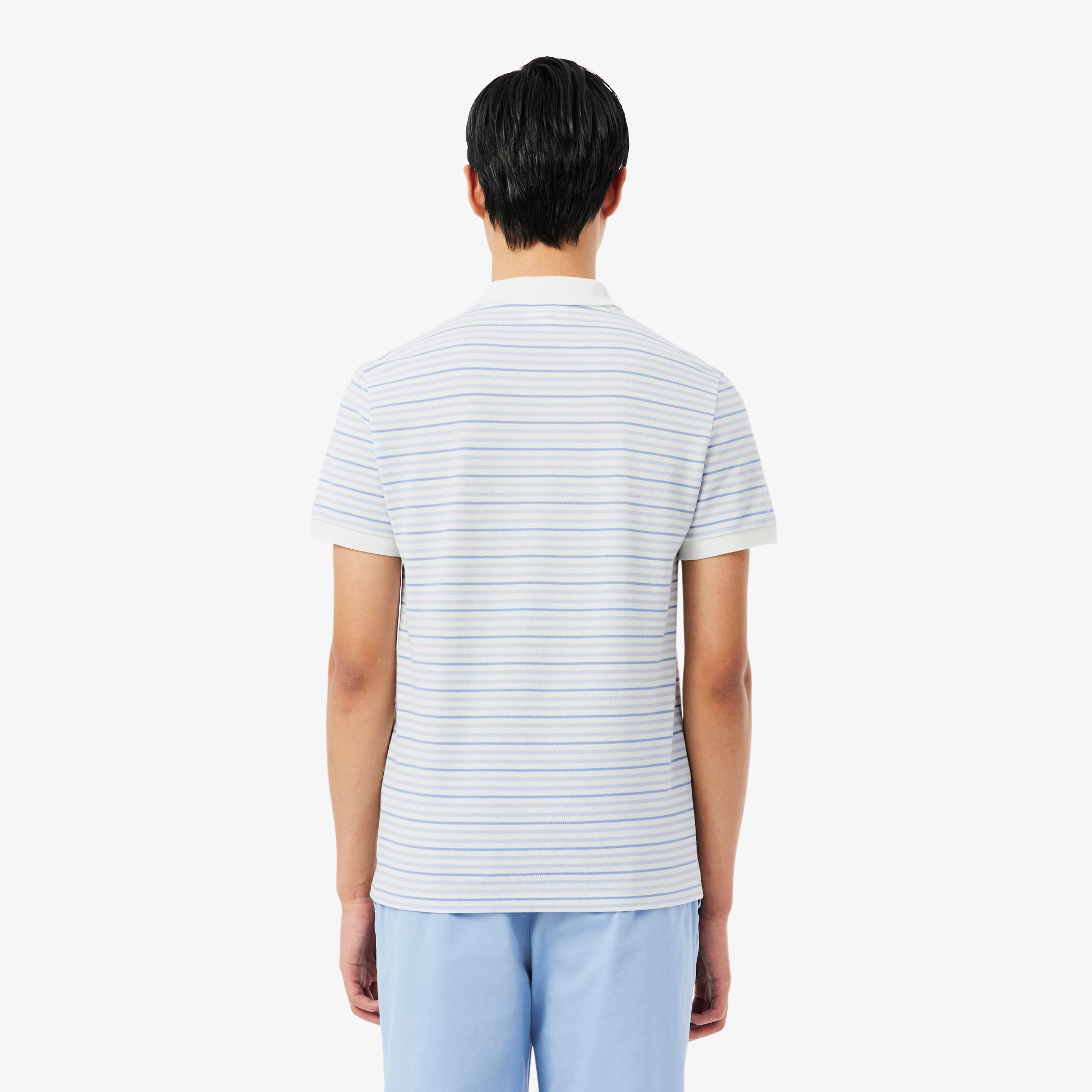 Thumbnail - Lacoste Gestreiftes Classic Fit-Polohemd aus Petit Piqué - Hellblau / Weiß Size S