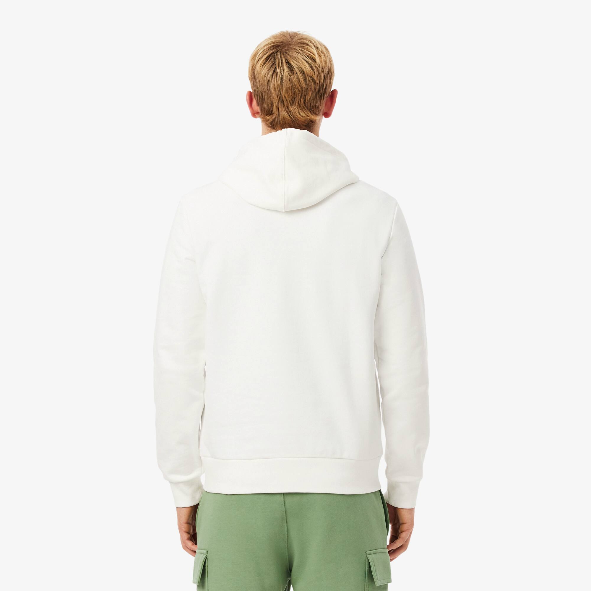 Thumbnail - Lacoste Hoodie aus Fleece mit Colorblock-Design - Weiß / Khaki Grün / Lila Size 3XL