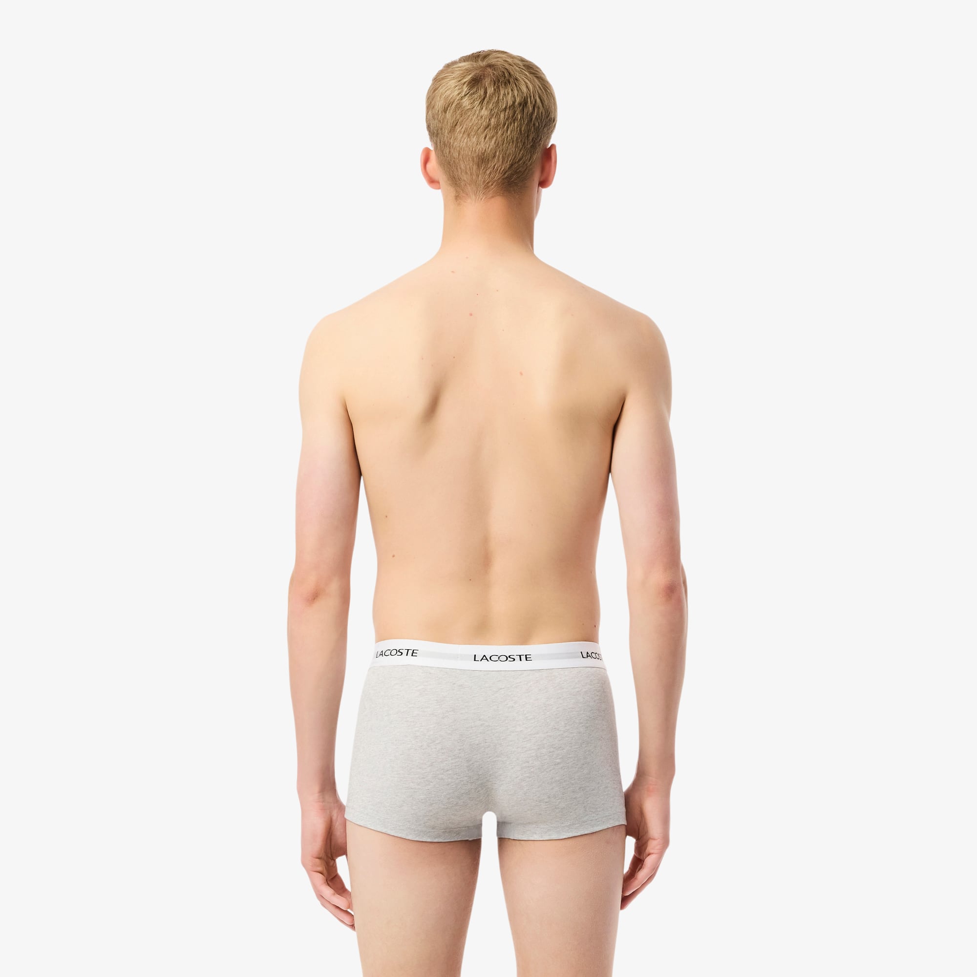 Thumbnail - Lacoste 3er-Pack Baumwoll-Stretch-Trunks - Schwarz / Weiß / Heidekraut Grau Size XXL