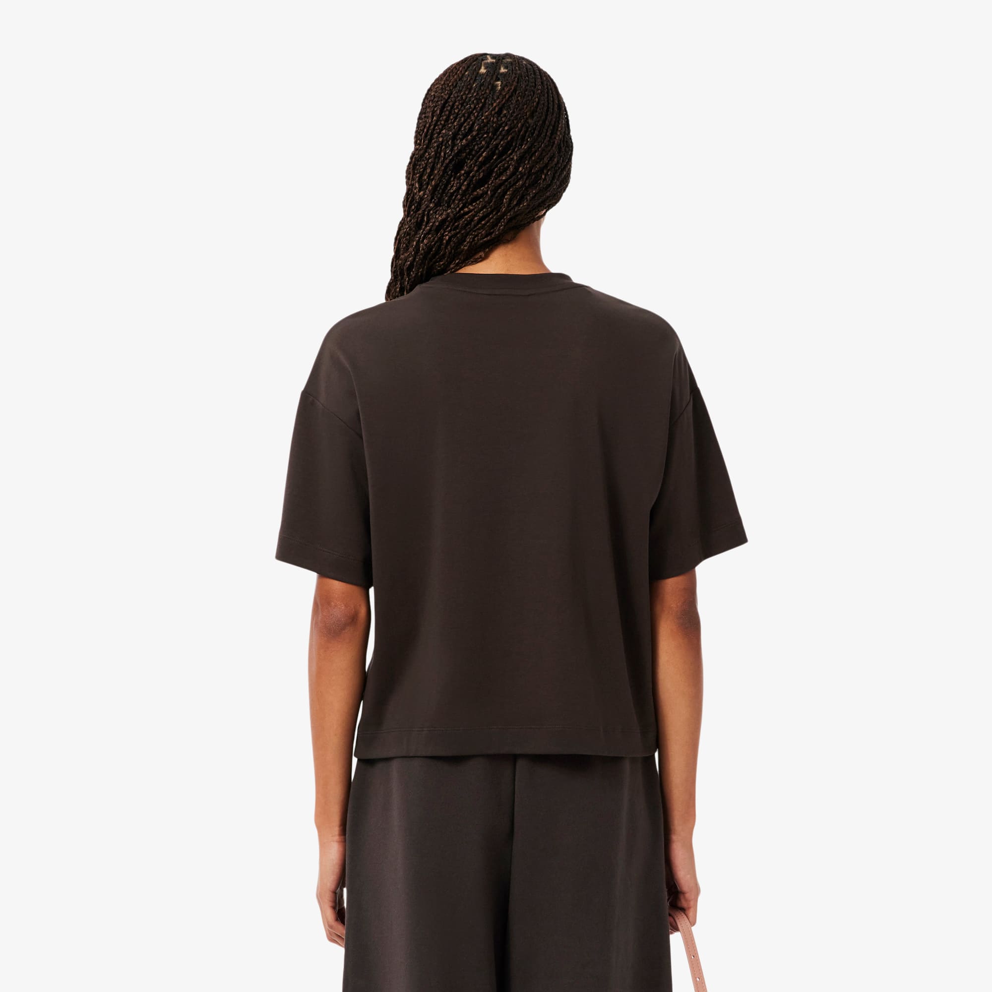 Thumbnail - Lacoste Relaxed Fit-T-Shirt mit Krokodil und Landschaft - Braun Size 44