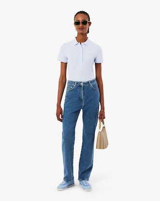 Slim Fit Damen LACOSTE Poloshirt aus Stretch-Baumwoll-Piqu&eacute;