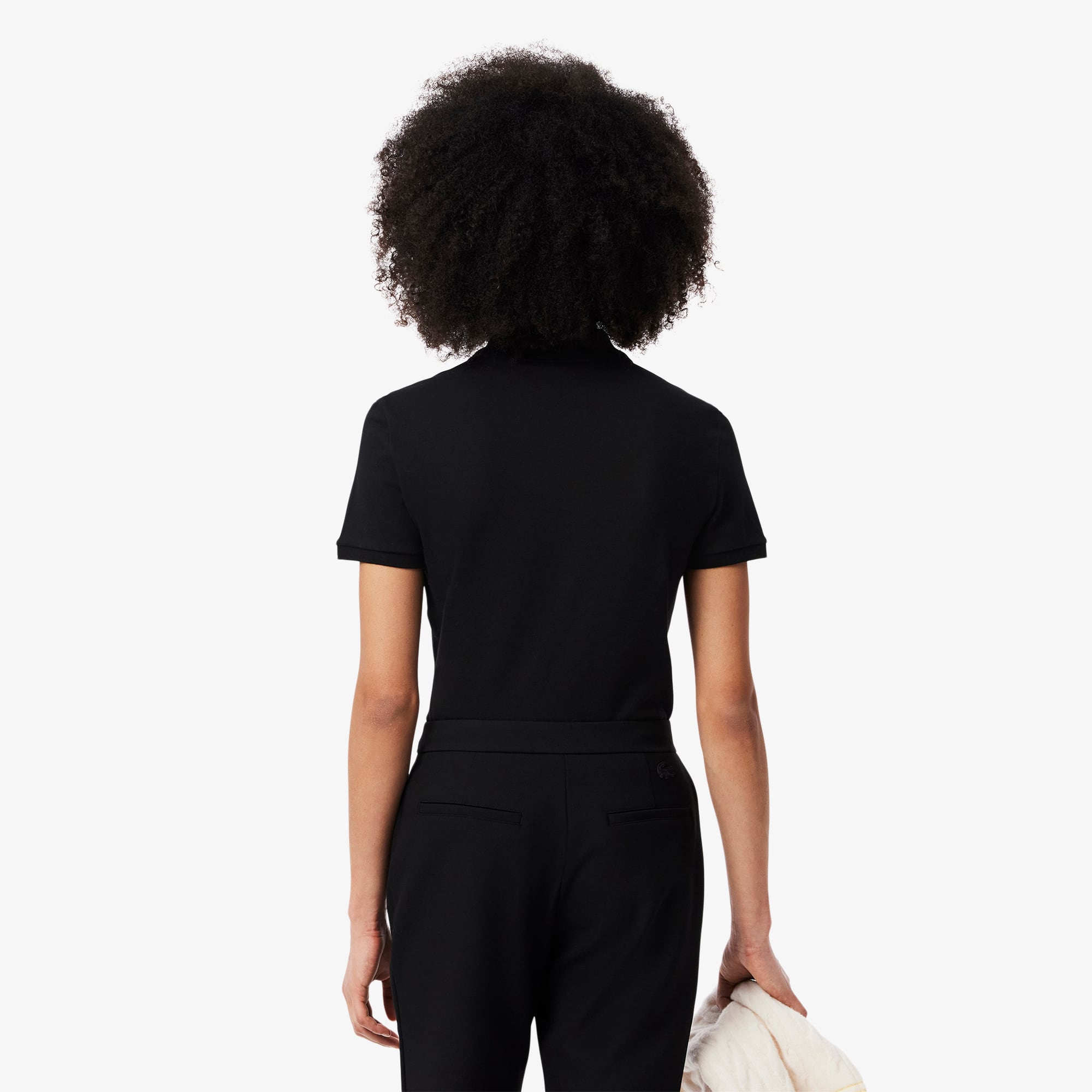 Thumbnail - Lacoste Slim Fit Damen Lacoste Poloshirt aus Stretch-Baumwoll-Piqué - Schwarz Size 44