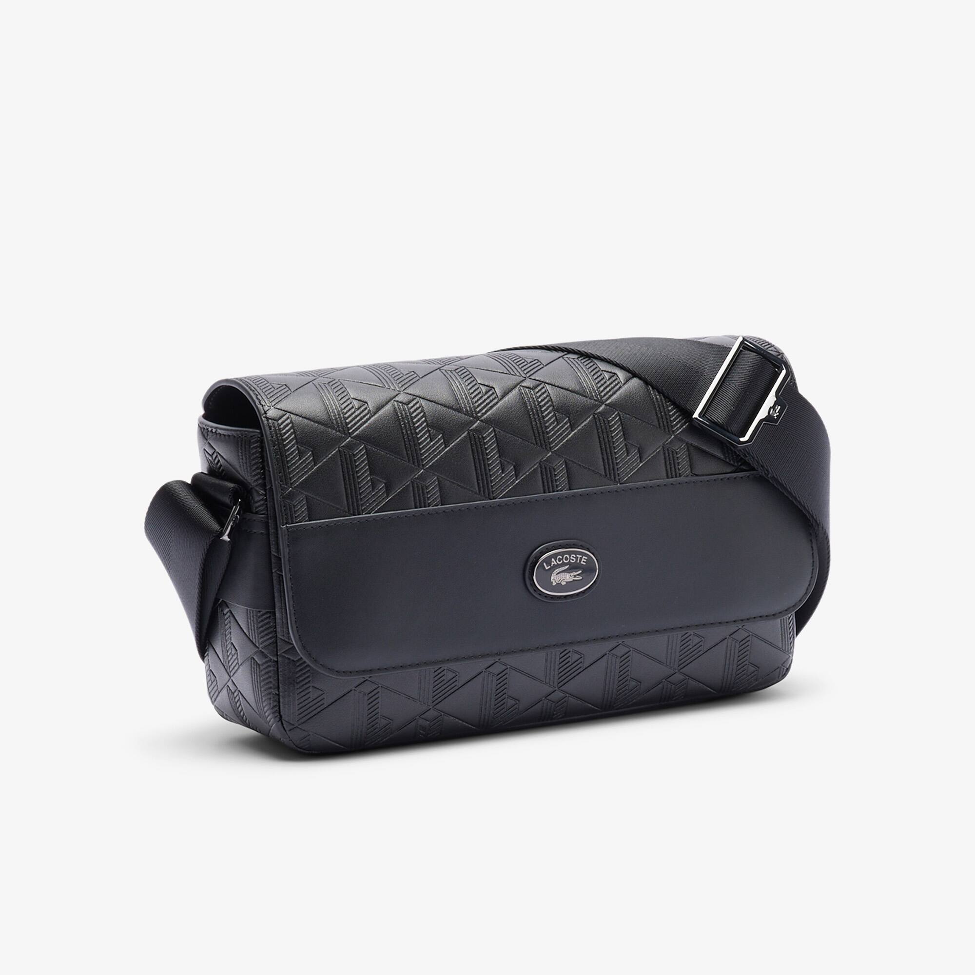 Thumbnail - Lacoste Umhängetasche Nomogramme aus Leder mit Klappverschluss - BLACK Size One Size