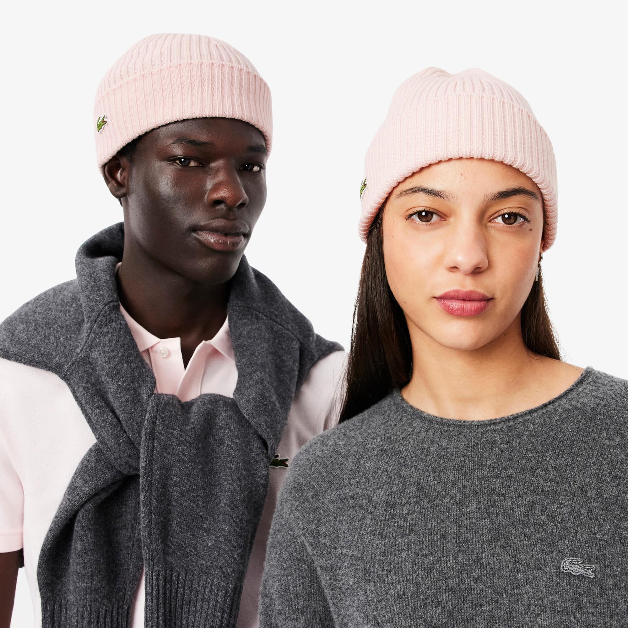 Thumbnail - Lacoste Rippstrick-Mütze aus gebürsteter Wolle - Hellrosa Size One Size