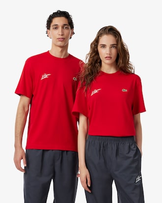 T-Shirt aus Jersey mit Grafik-Print Lacoste x Alpine
