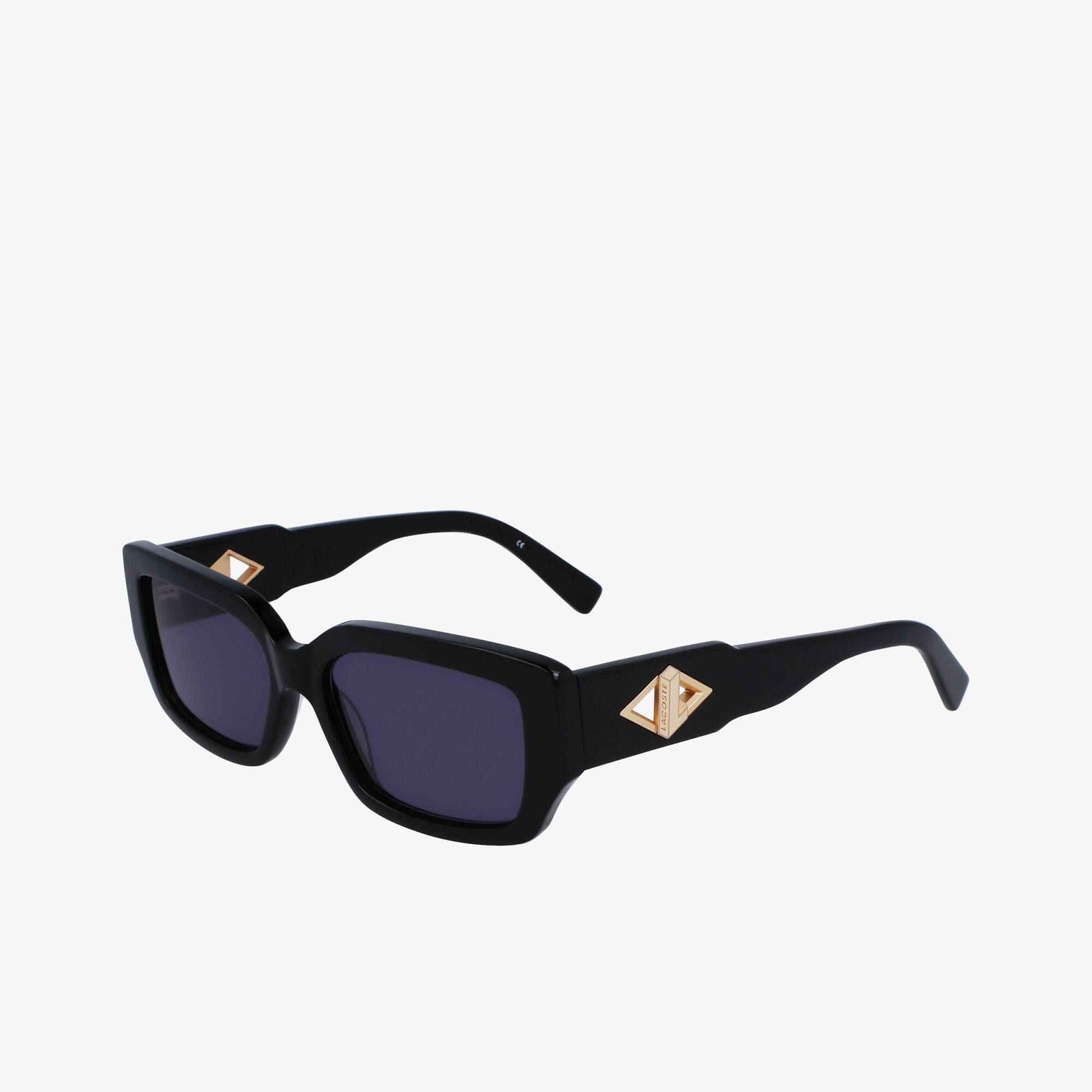 Thumbnail - Lacoste Sonnenbrille Monogram mit eckigem Acetatrahmen - BLACK / BLUE / BLACK Size One Size